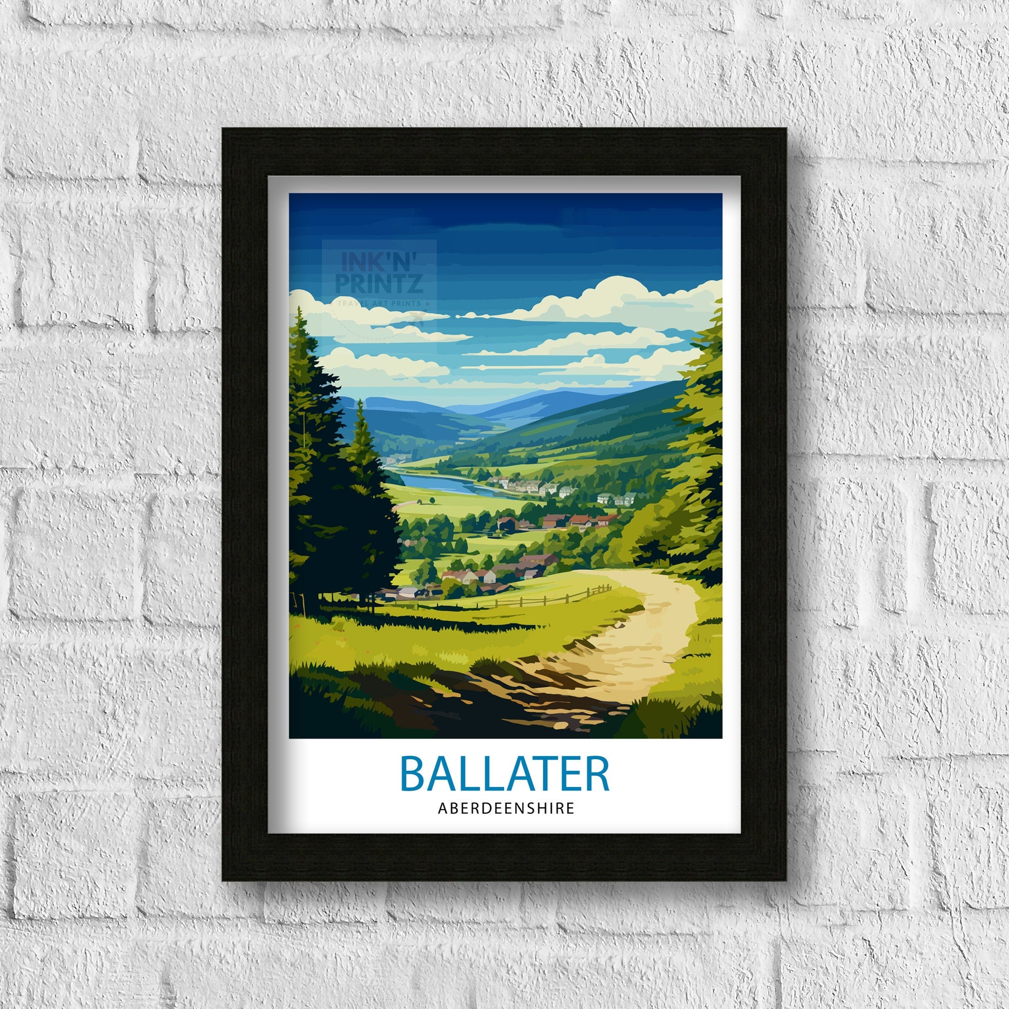 Ballater Aberdeenshire Travel Print Ballater Wall Decor Ballater Poster Aberdeenshire Travel Prints Ballater Art Print Ballater Illustration