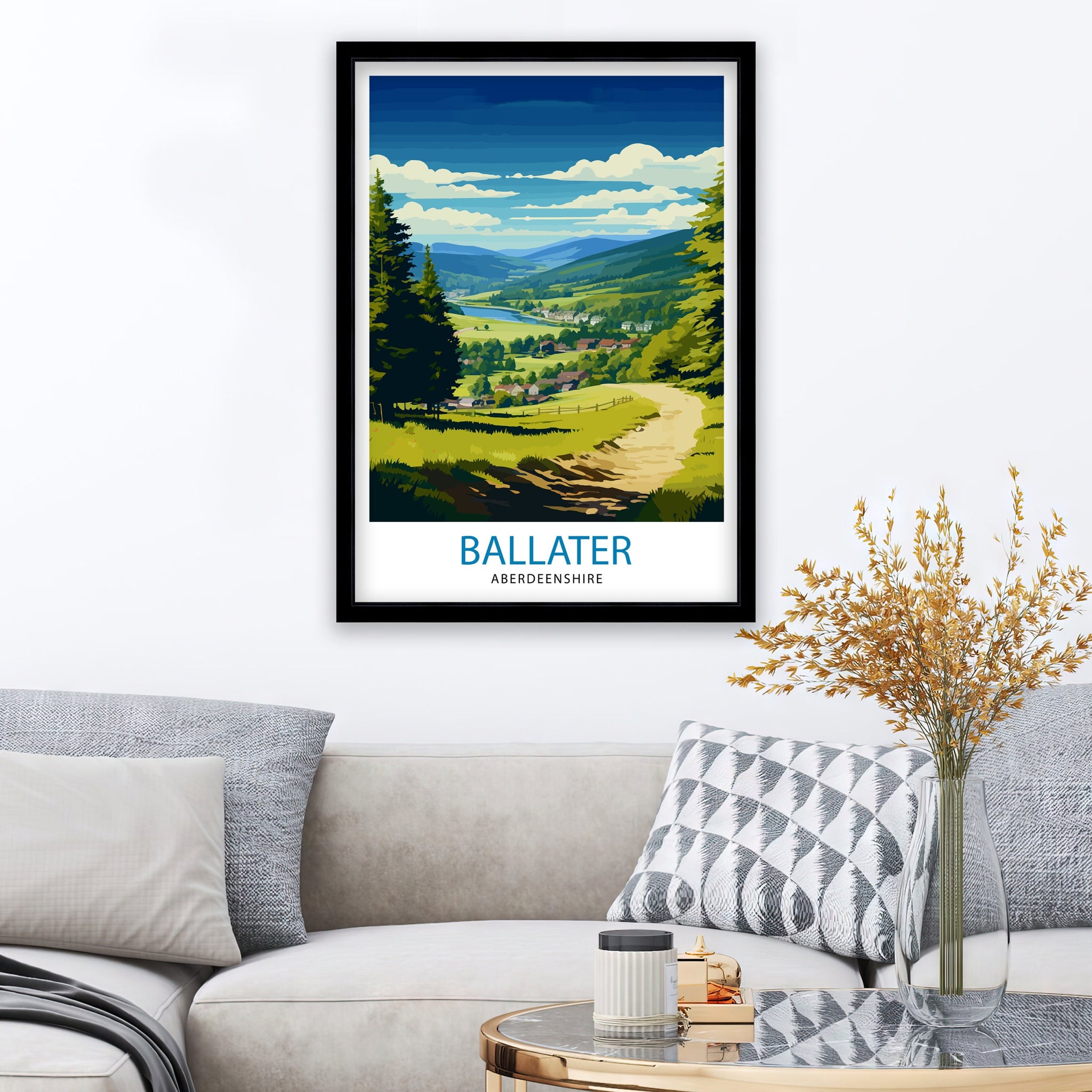 Ballater Aberdeenshire Travel Print Ballater Wall Decor Ballater Poster Aberdeenshire Travel Prints Ballater Art Print Ballater Illustration