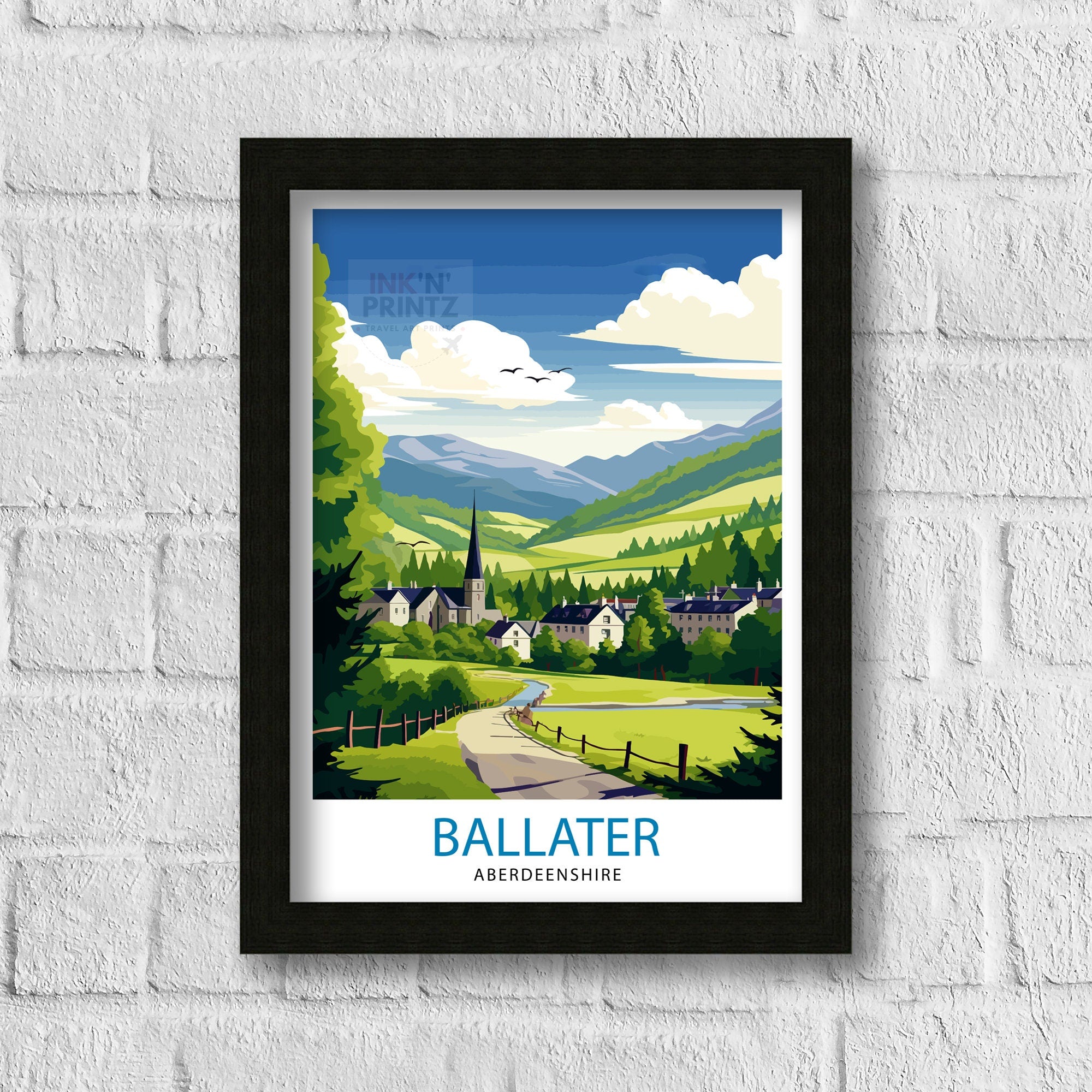 Ballater Aberdeenshire Travel Print Ballater Wall Decor Ballater Poster Aberdeenshire Travel Prints Ballater Art Print Ballater Illustration