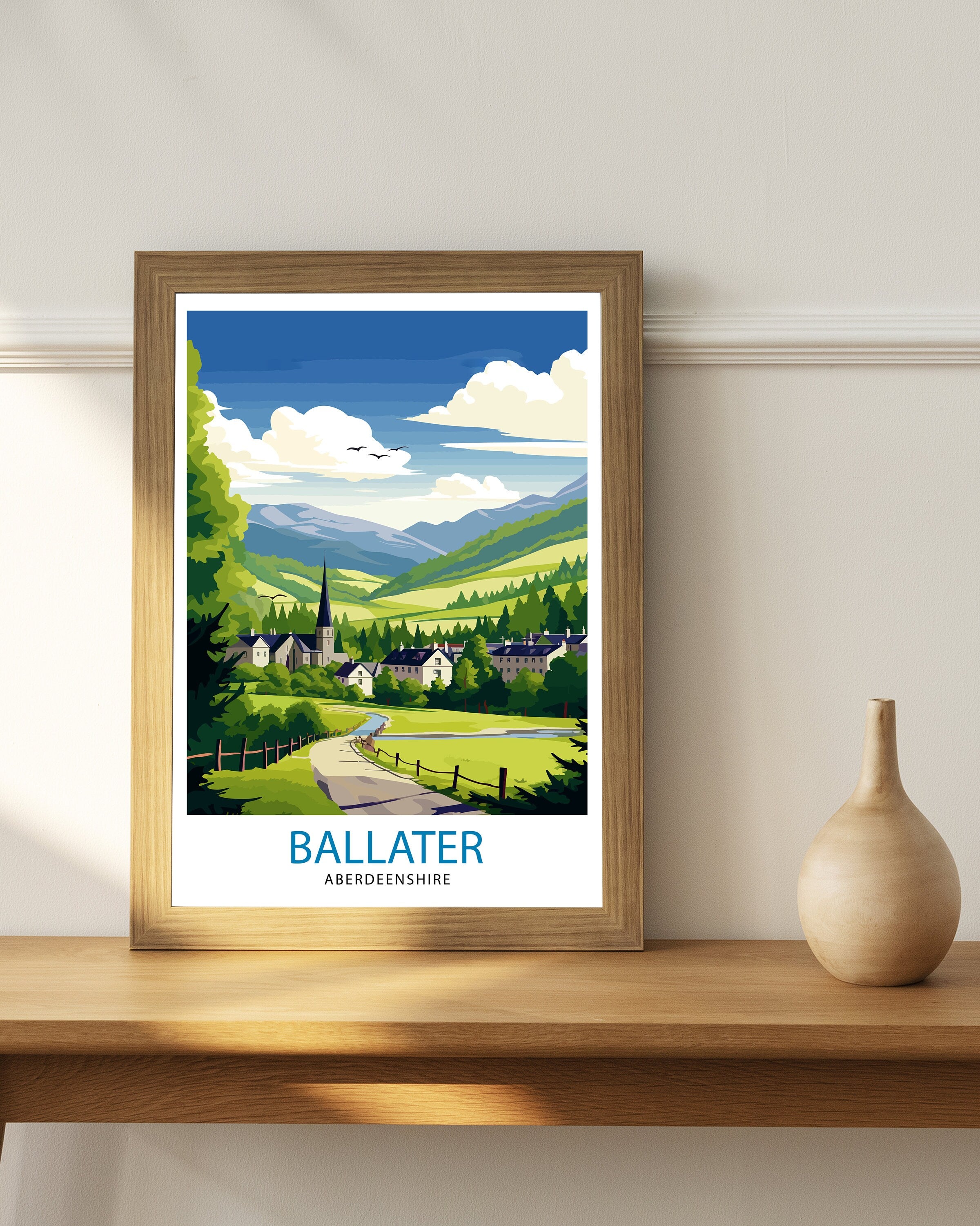 Ballater Aberdeenshire Travel Print Ballater Wall Decor Ballater Poster Aberdeenshire Travel Prints Ballater Art Print Ballater Illustration