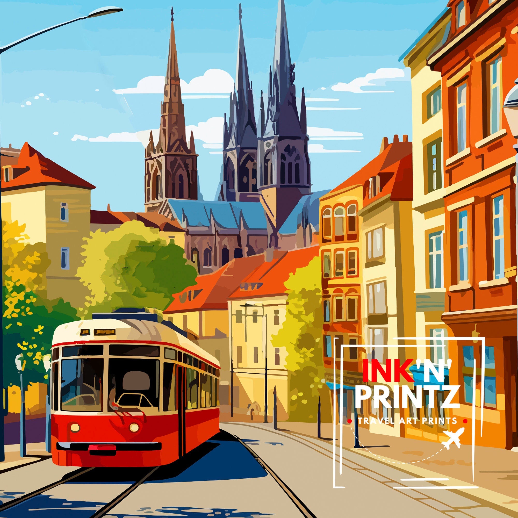Clermont-Ferrand France Travel Print Clermont-Ferrand Wall Decor Clermont-Ferrand Poster France Travel Prints Clermont-Ferrand Art Print