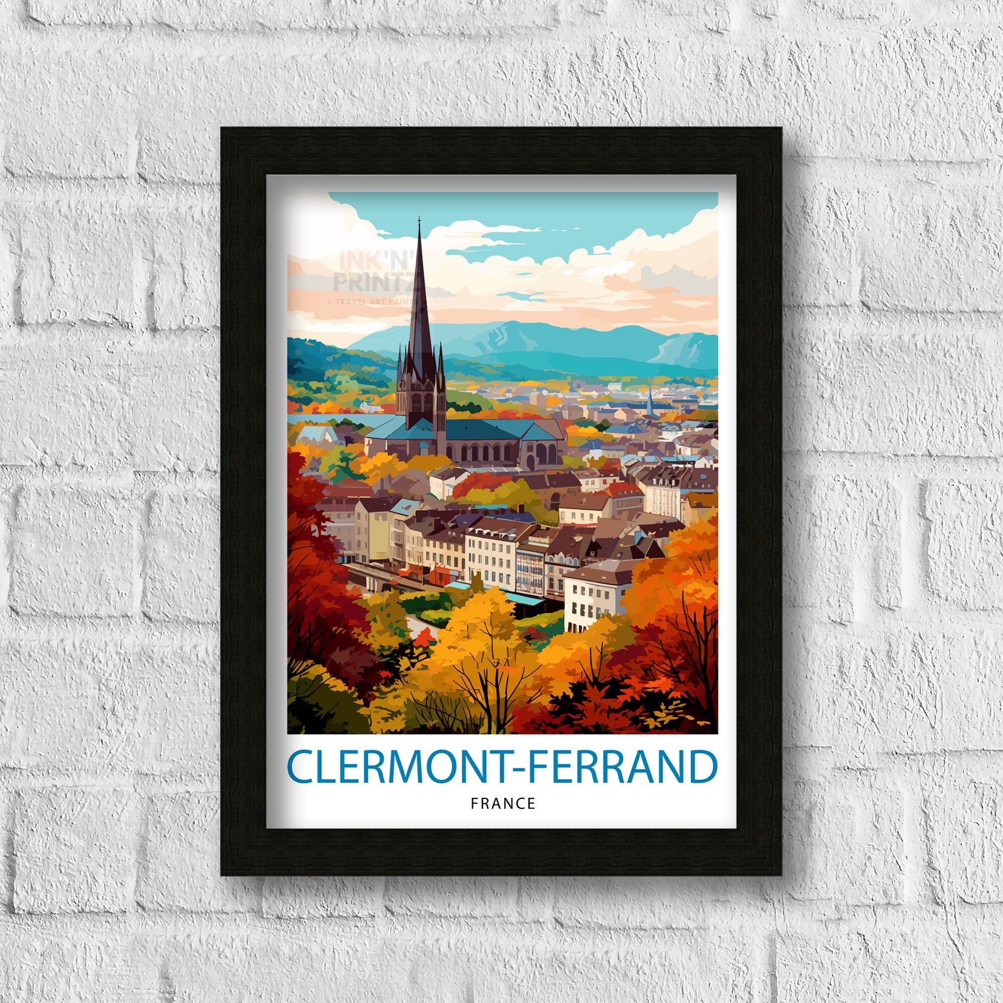 Clermont-Ferrand France Travel Print Clermont-Ferrand Wall Decor Clermont-Ferrand Poster France Travel Prints Clermont-Ferrand Art Print