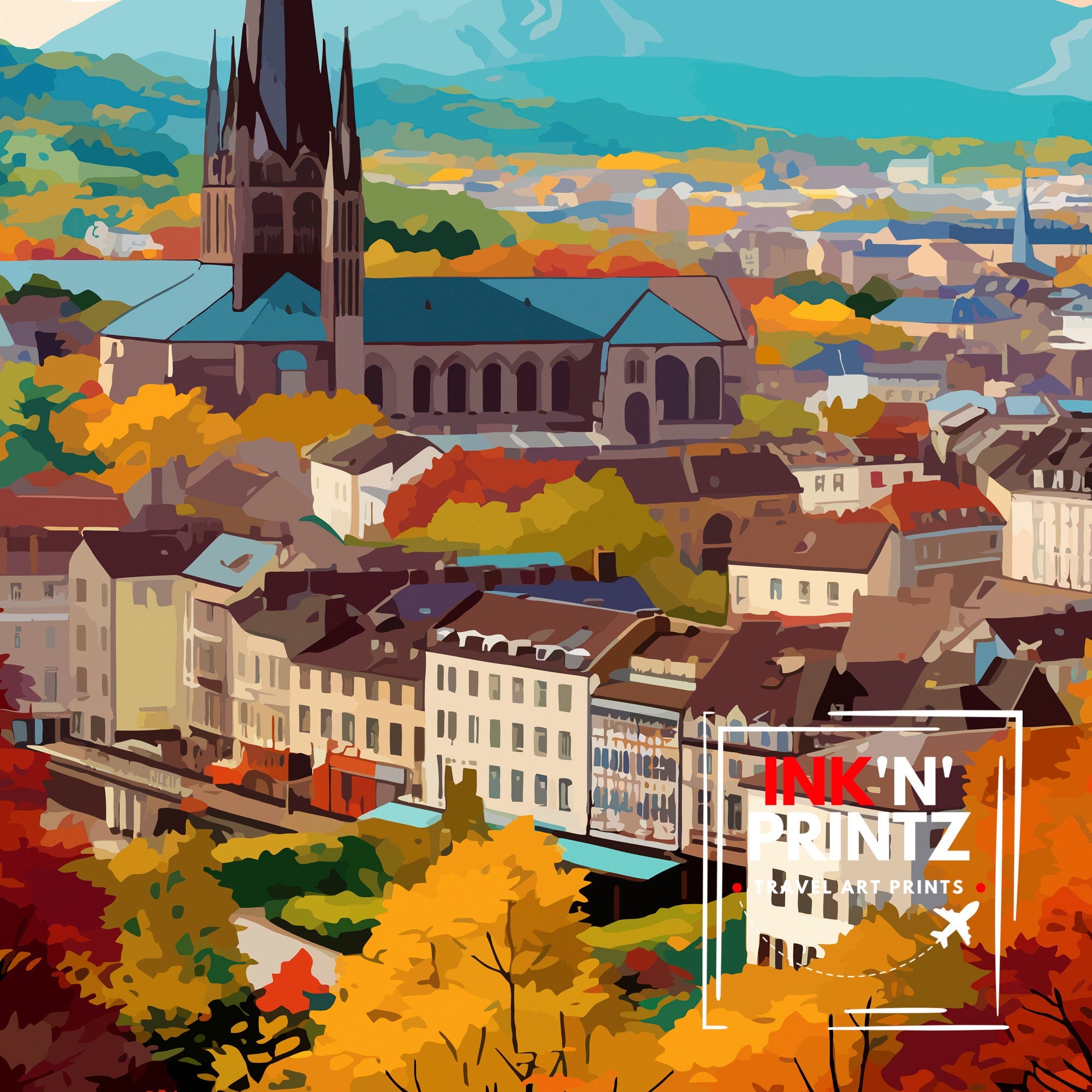 Clermont-Ferrand France Travel Print Clermont-Ferrand Wall Decor Clermont-Ferrand Poster France Travel Prints Clermont-Ferrand Art Print