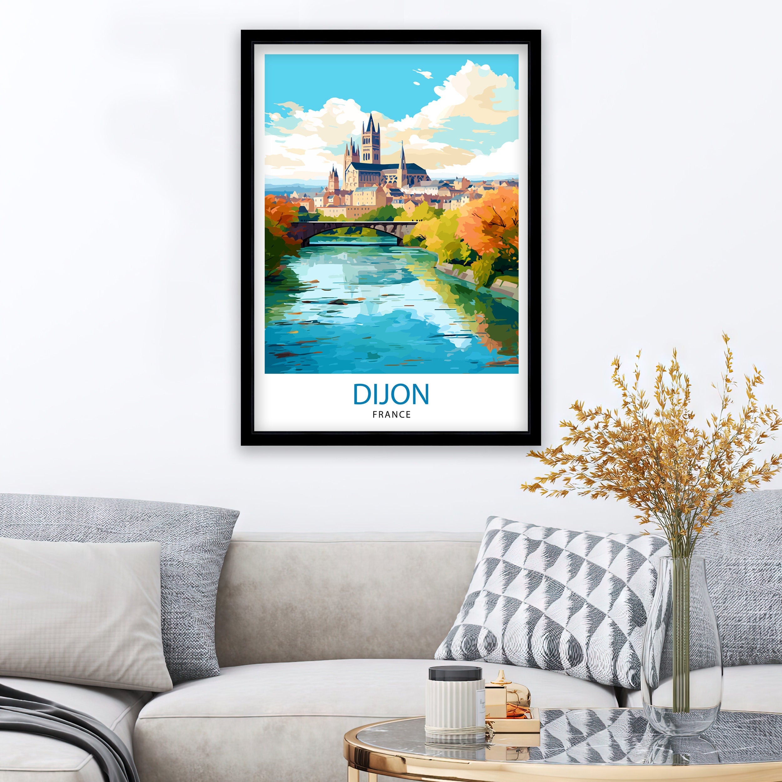 Dijon France Travel Print Dijon Wall Art Dijon Home Decor Dijon France Illustration Travel Poster Gift For Dijon France Home Decor