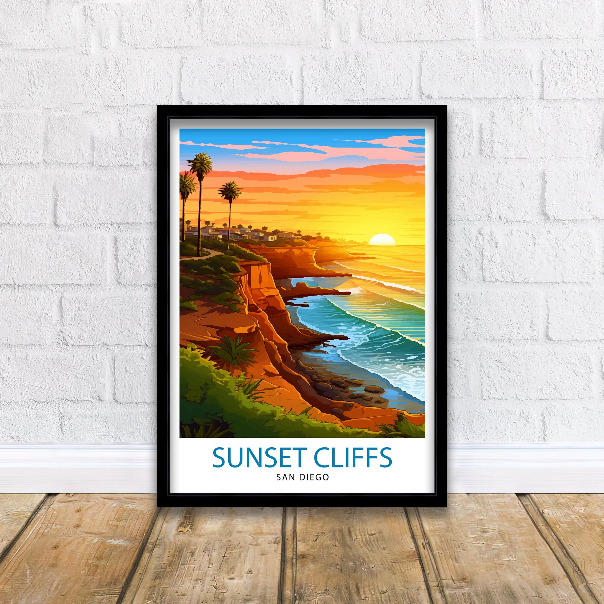 Sunset Cliffs San Diego Travel Print| Sunset Cliffs Wall Decor San Diego Poster California Travel Prints Sunset Cliffs Art Print Sunset