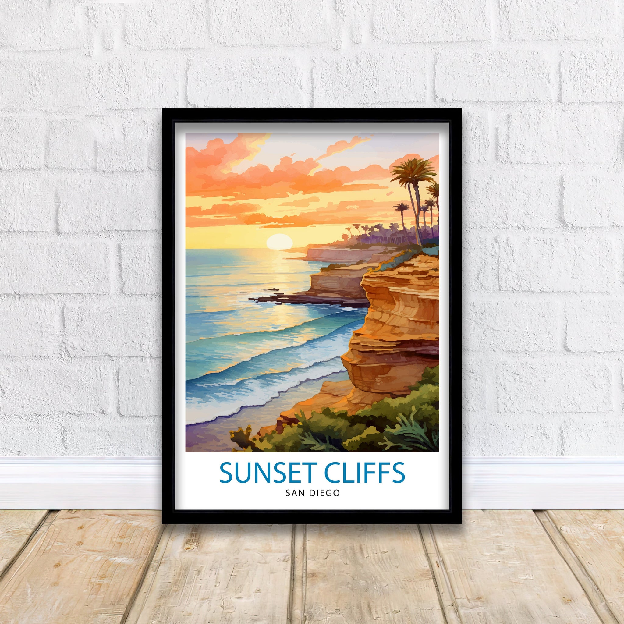 Sunset Cliffs San Diego Travel Print| Sunset Cliffs Wall Decor San Diego Poster California Travel Prints Sunset Cliffs Art Print Sunset