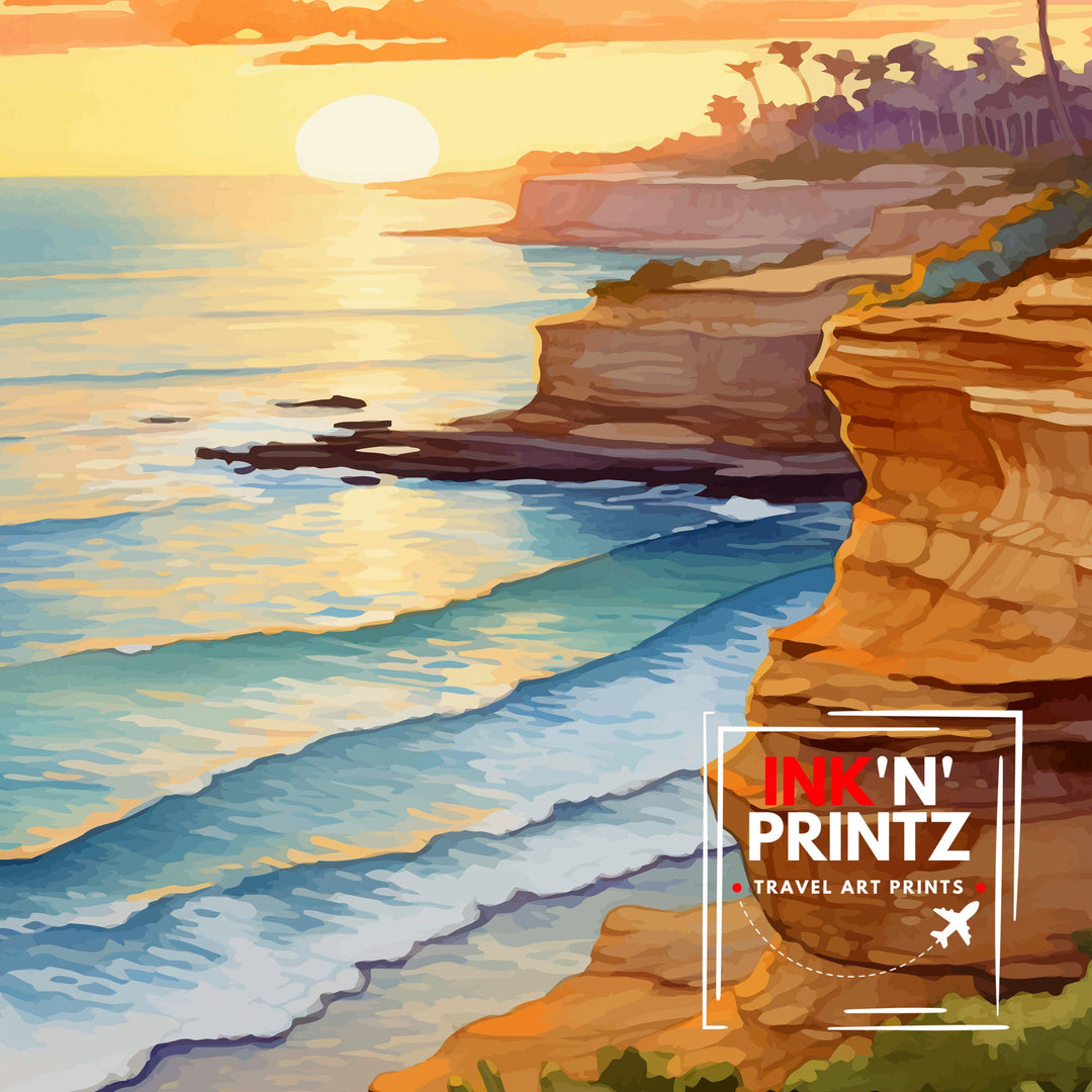 Sunset Cliffs San Diego Travel Poster