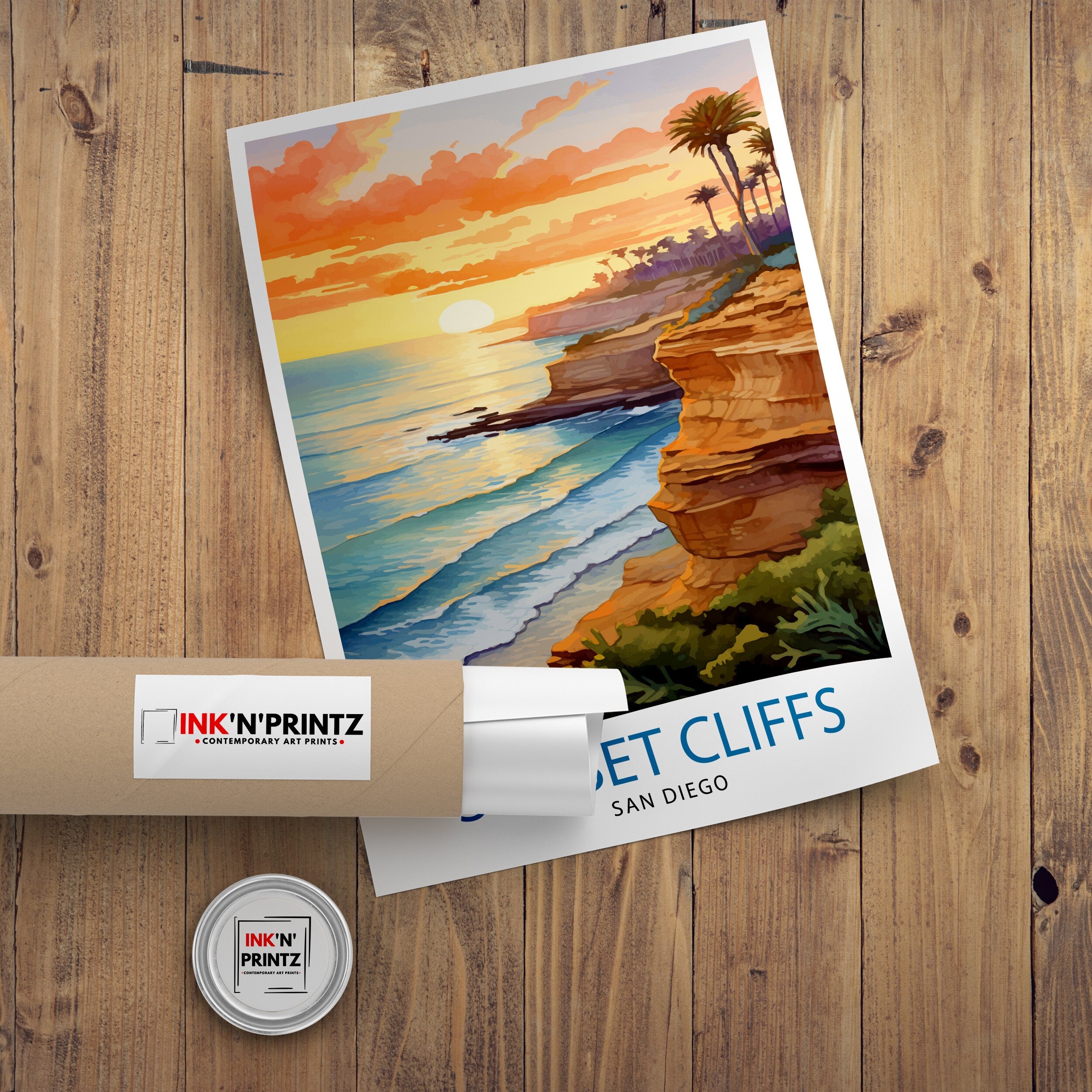 Sunset Cliffs San Diego Travel Print| Sunset Cliffs Wall Decor San Diego Poster California Travel Prints Sunset Cliffs Art Print Sunset