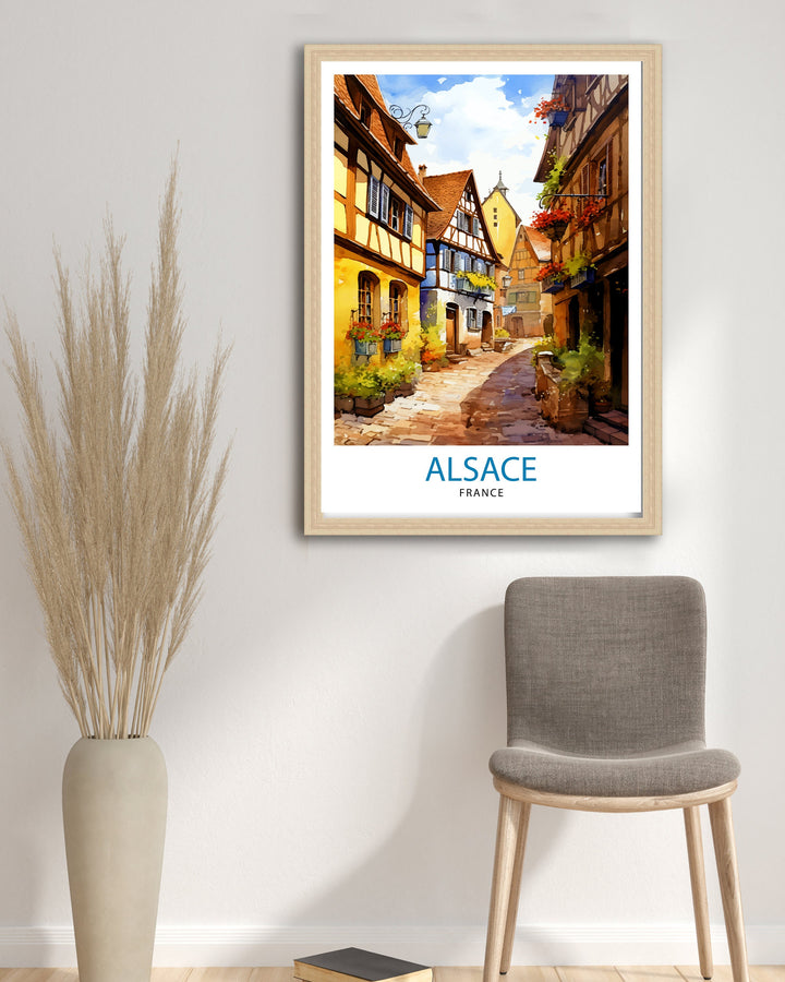 Alsace France Travel Print Alsace Wall Decor Alsace Poster France Travel Prints Alsace Art Print Alsace Illustration Alsace Wall Art France
