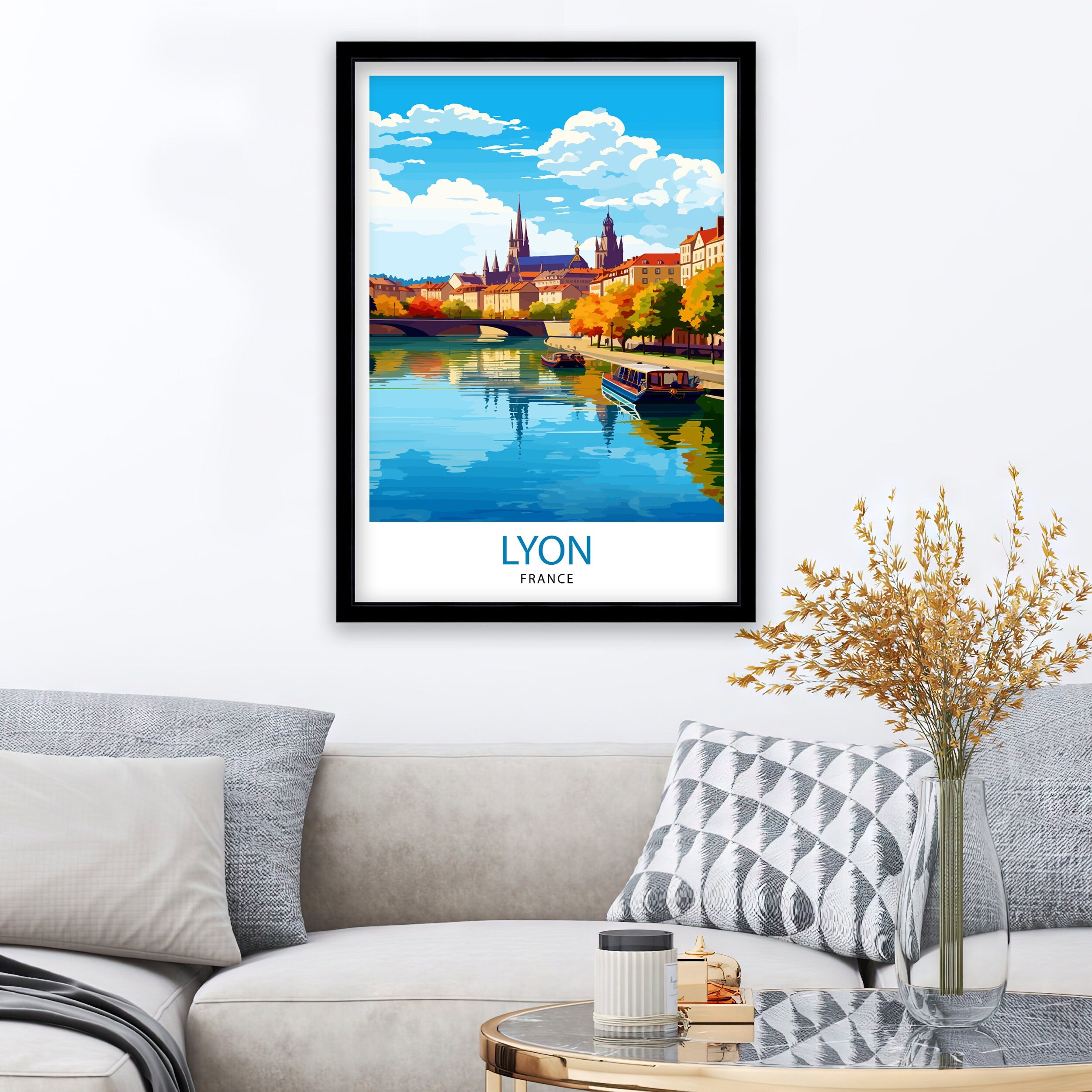 Lyon France Travel Print Lyon Wall Decor Lyon Poster France Travel Prints Lyon Art Print Lyon Illustration Lyon Wall Art - France Print