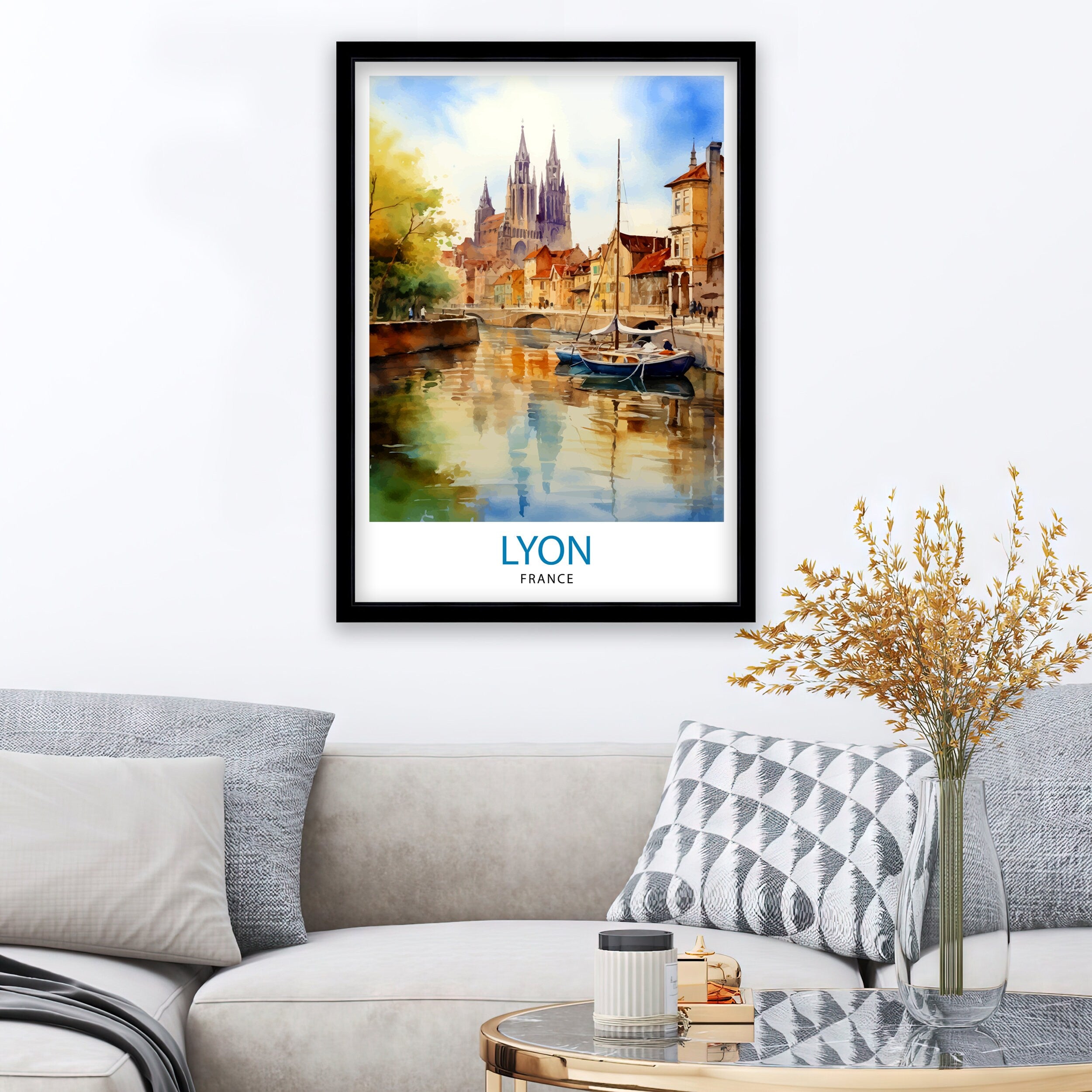Lyon France Travel Print Lyon Wall Decor Lyon Poster France Travel Prints Lyon Art Print Lyon Illustration Lyon Wall Art - France Print
