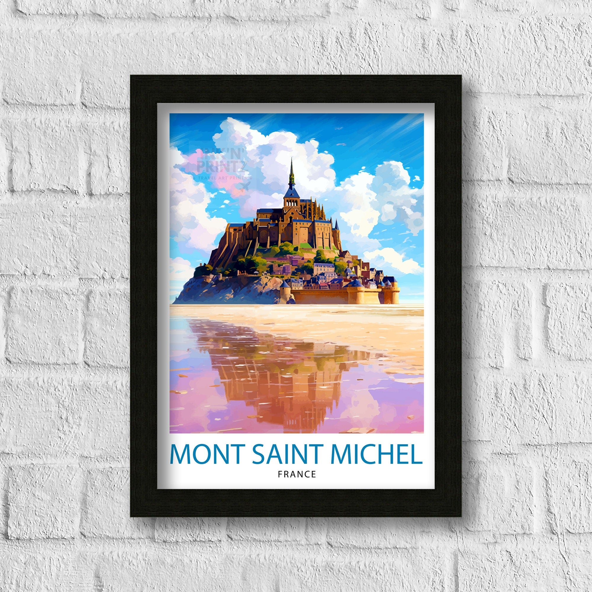 Mont Saint-Michel Travel Print Mont Saint-Michel Wall Art Mont Saint-Michel France Illustration Travel Poster Gift For Mont Saint-Michel