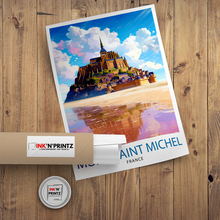 Mont Saint-Michel Travel Print Mont Saint-Michel Wall Art Mont Saint-Michel France Illustration Travel Poster Gift For Mont Saint-Michel