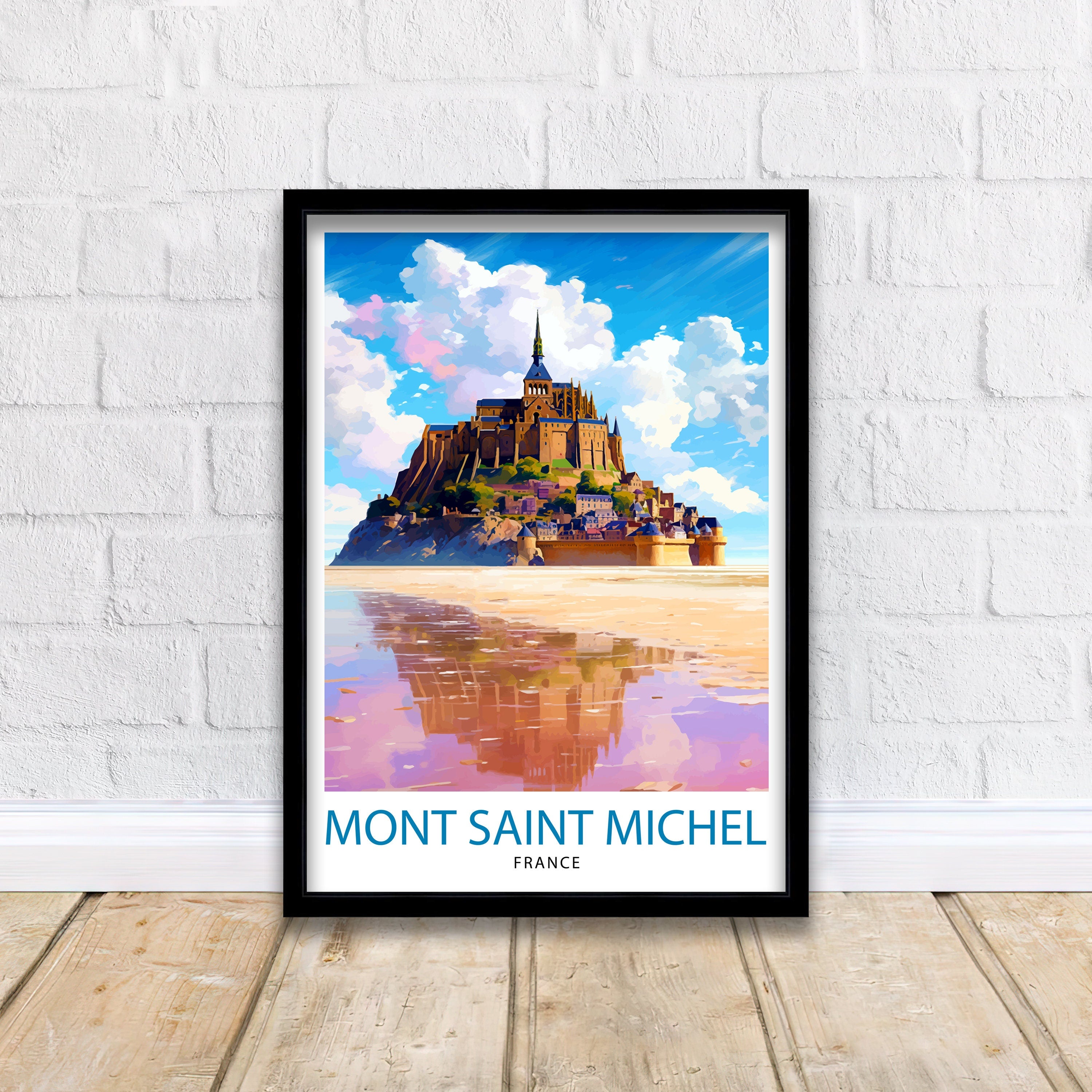 Mont Saint-Michel Travel Print Mont Saint-Michel Wall Art Mont Saint-Michel France Illustration Travel Poster Gift For Mont Saint-Michel