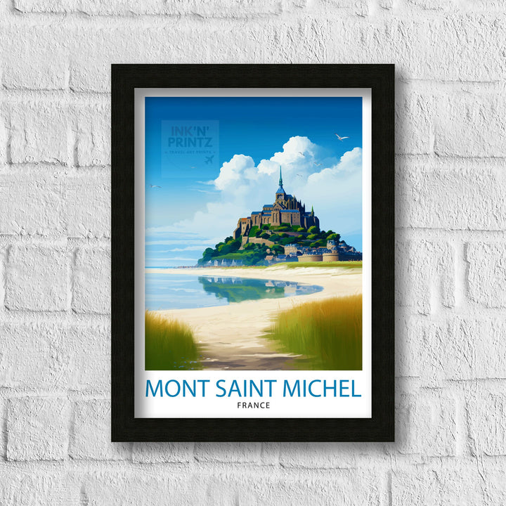 Mont Saint-Michel Travel Print Mont Saint-Michel Wall Art Mont Saint-Michel France Illustration Travel Poster Gift For Mont Saint-Michel