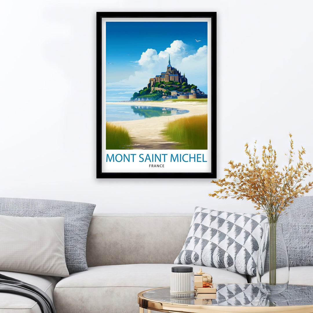 Mont Saint-Michel Travel Print Mont Saint-Michel Wall Art Mont Saint-Michel France Illustration Travel Poster Gift For Mont Saint-Michel