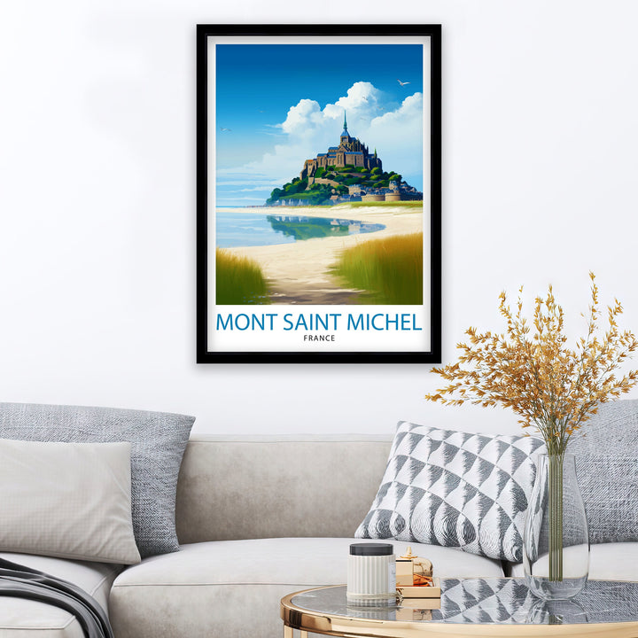 Mont Saint-Michel Travel Print Mont Saint-Michel Wall Art Mont Saint-Michel France Illustration Travel Poster Gift For Mont Saint-Michel