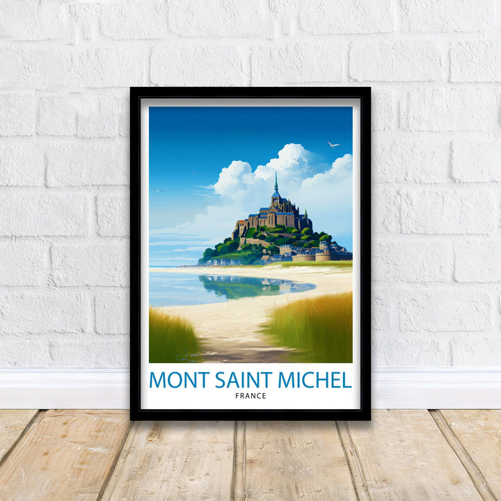 Mont Saint-Michel Travel Print Mont Saint-Michel Wall Art Mont Saint-Michel France Illustration Travel Poster Gift For Mont Saint-Michel