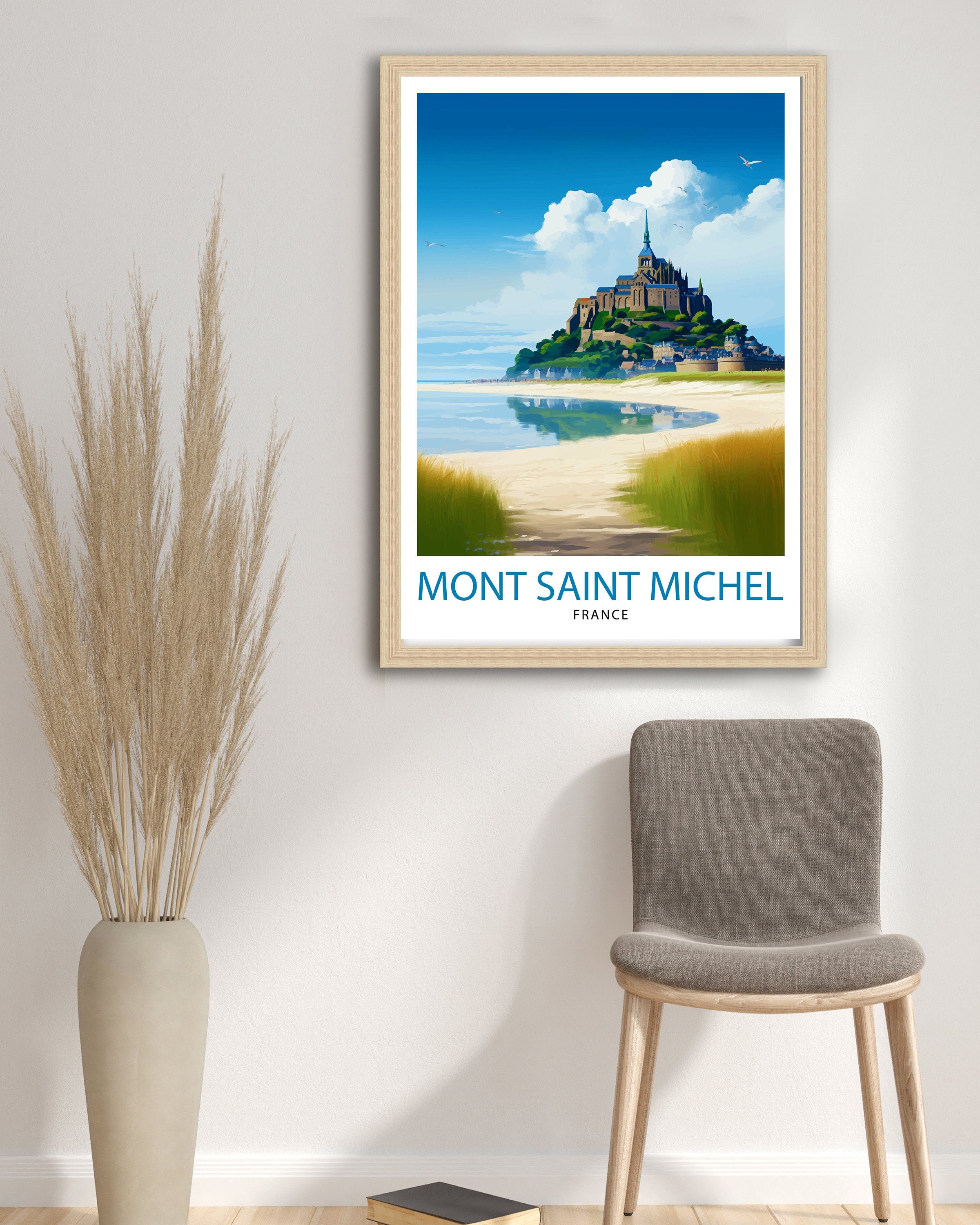 Mont Saint-Michel Travel Print Mont Saint-Michel Wall Art Mont Saint-Michel France Illustration Travel Poster Gift For Mont Saint-Michel