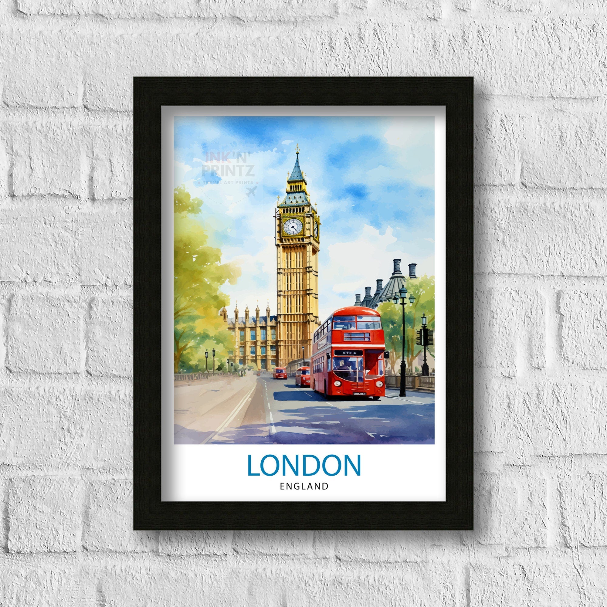 London Travel Print London Wall Art London Home Decor London Illustration Travel Poster Gift For London UK Home Decor