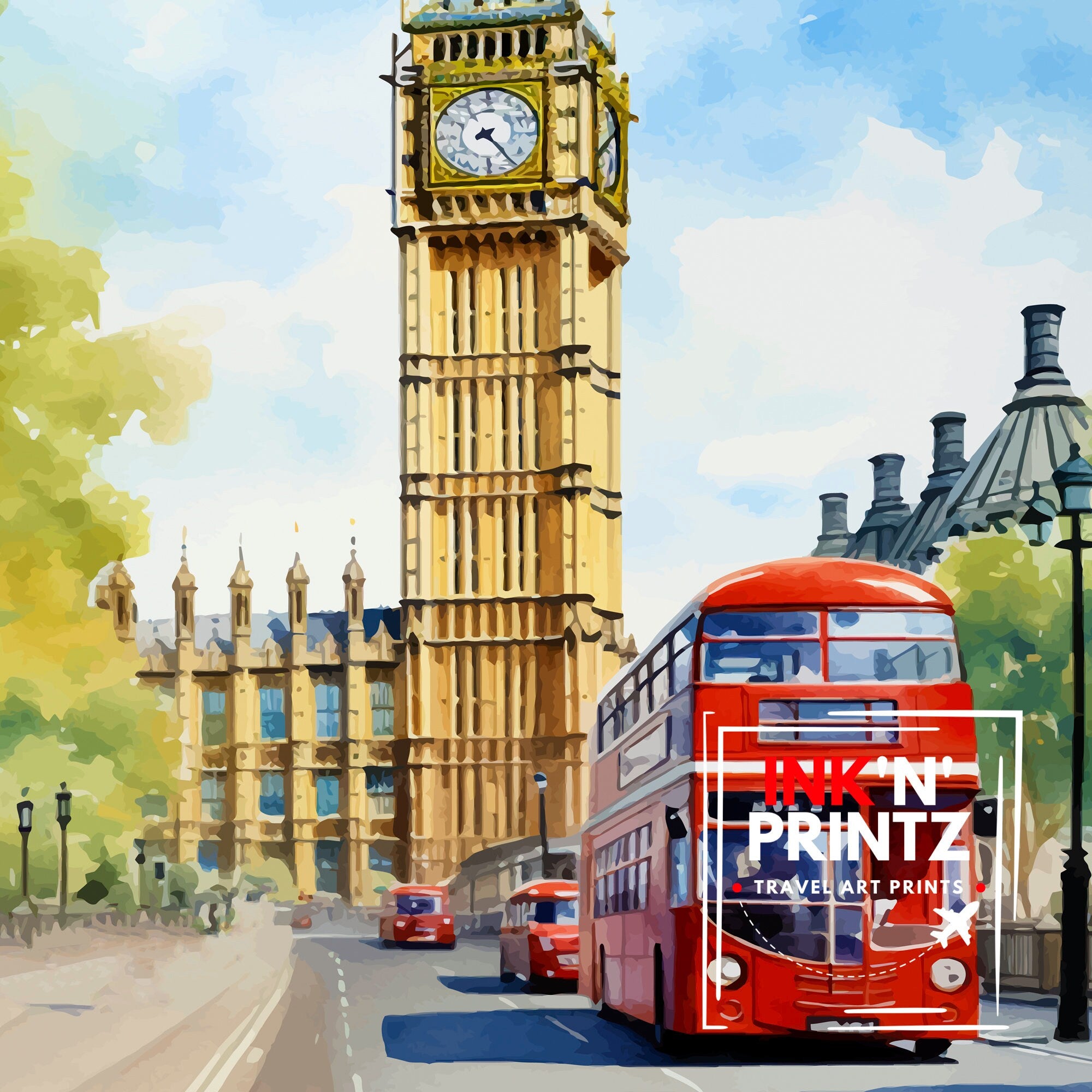 London Travel Print London Wall Art London Home Decor London Illustration Travel Poster Gift For London UK Home Decor