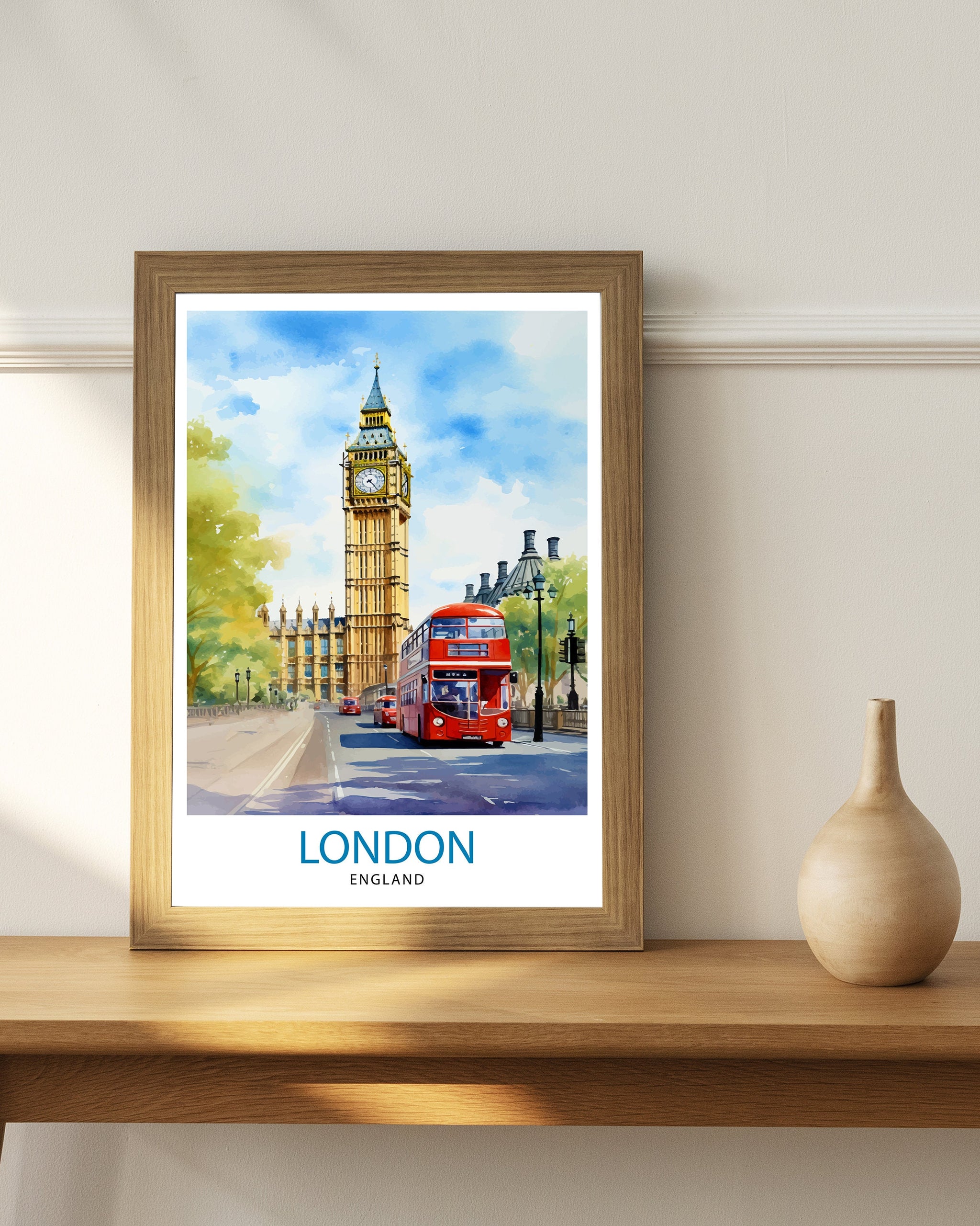 London Travel Print London Wall Art London Home Decor London Illustration Travel Poster Gift For London UK Home Decor