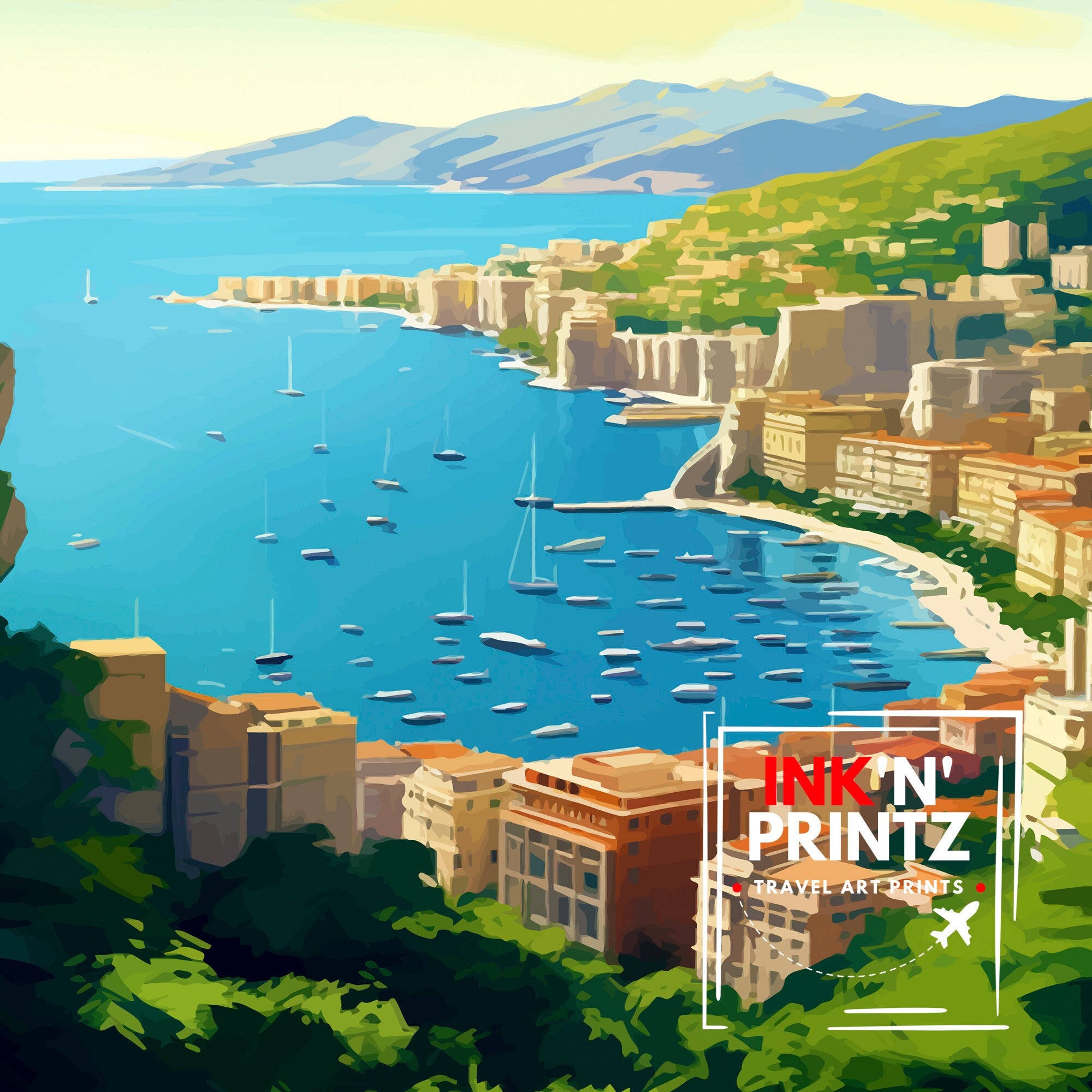 Monaco Travel Poster | French Riviera Wall Art