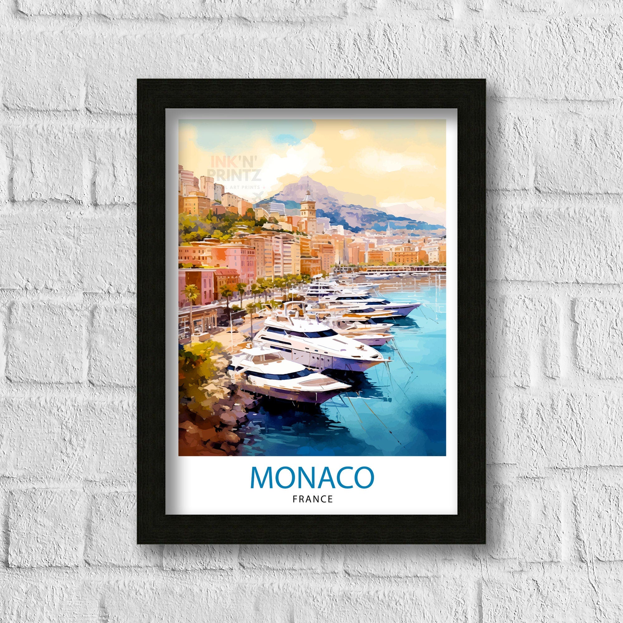 Monaco Travel Poster | Yacht Harbor Art Print