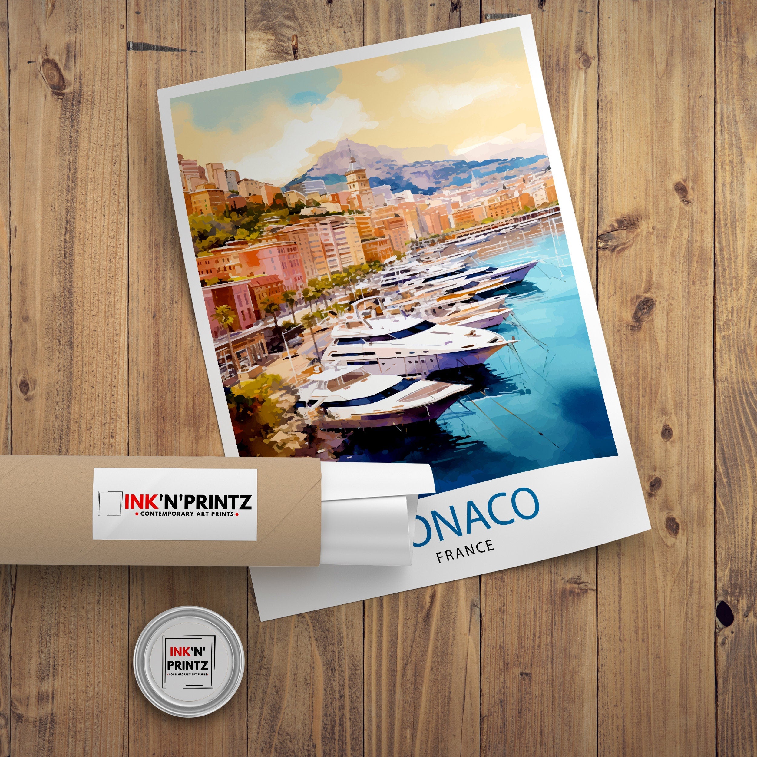 Monaco Travel Poster | Yacht Harbor Art Print