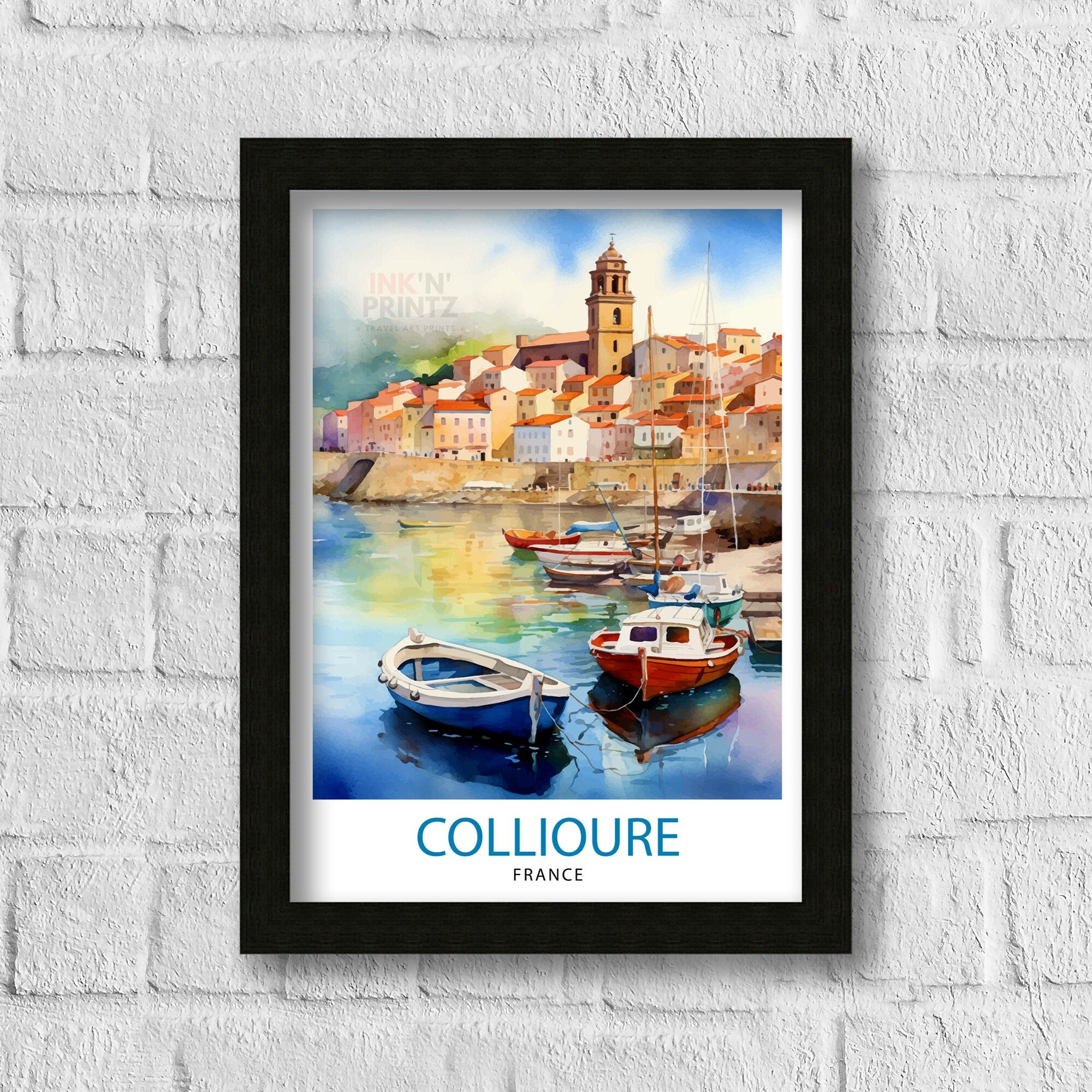 Collioure France Travel Print Collioure Wall Decor Collioure Poster France Travel Prints Collioure Art Print Collioure Illustration