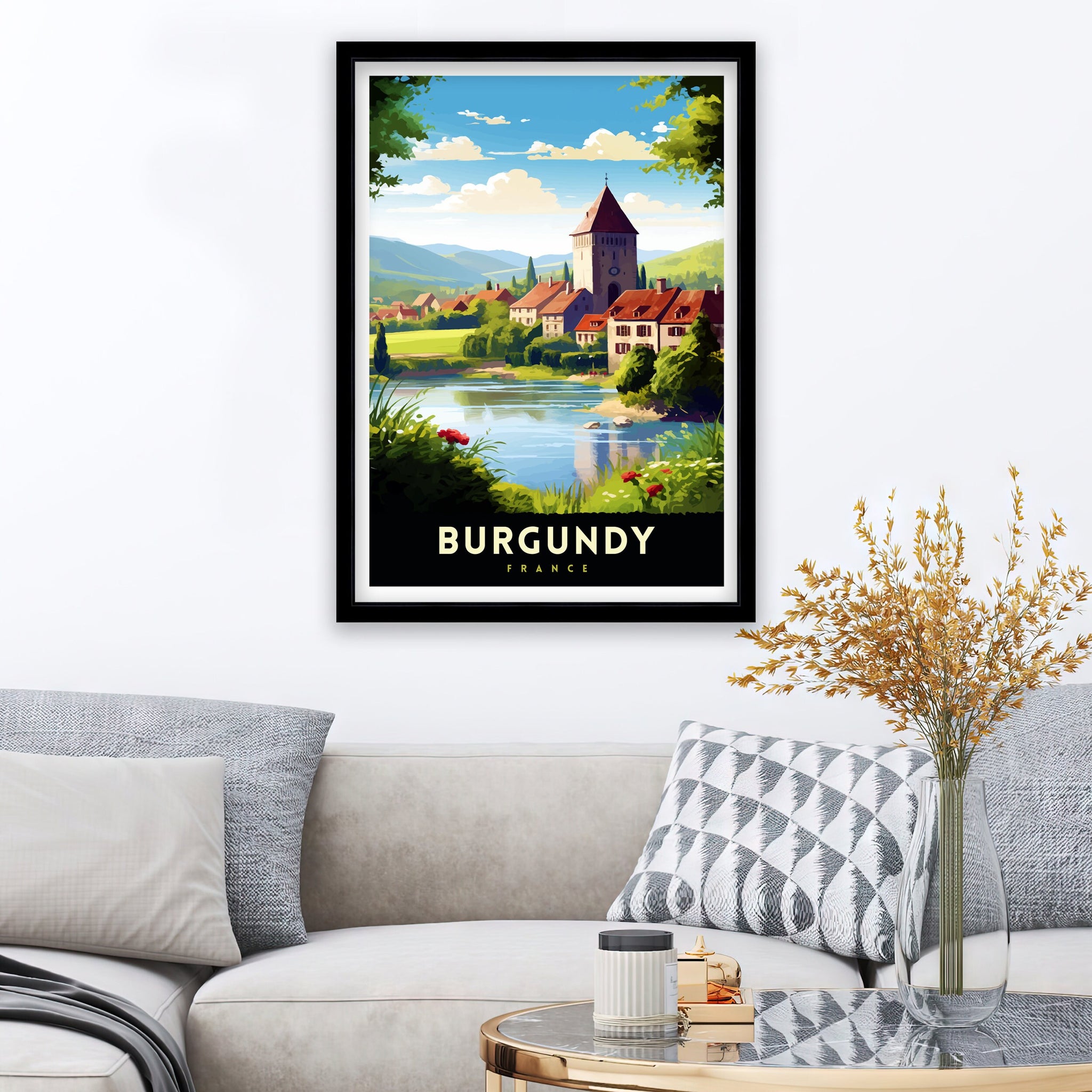 Burgundy France Travel Print Burgundy Wall Decor Burgundy Poster France Travel Prints Burgundy Art Print Burgundy Illustration Burgundy