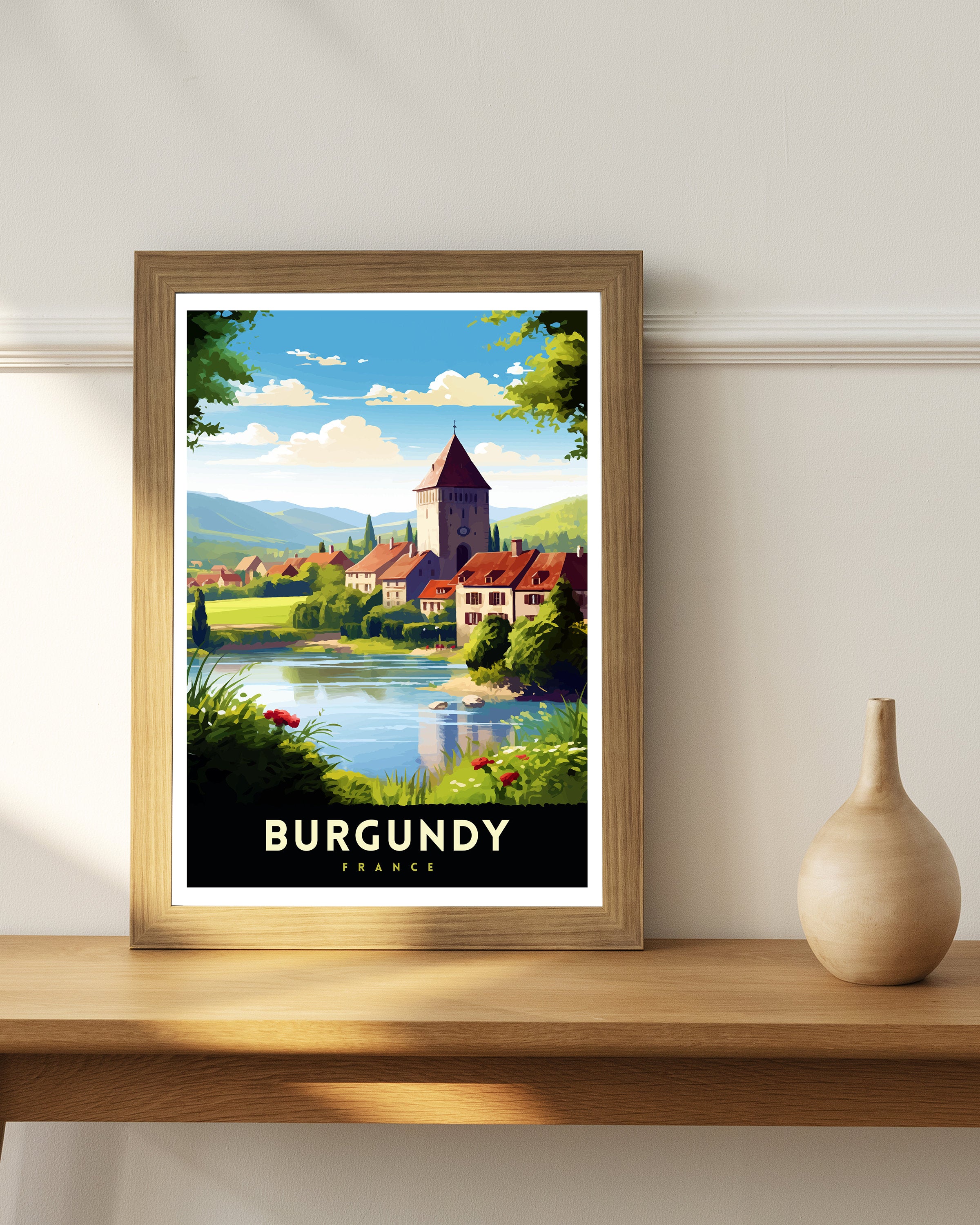 Burgundy France Travel Print Burgundy Wall Decor Burgundy Poster France Travel Prints Burgundy Art Print Burgundy Illustration Burgundy