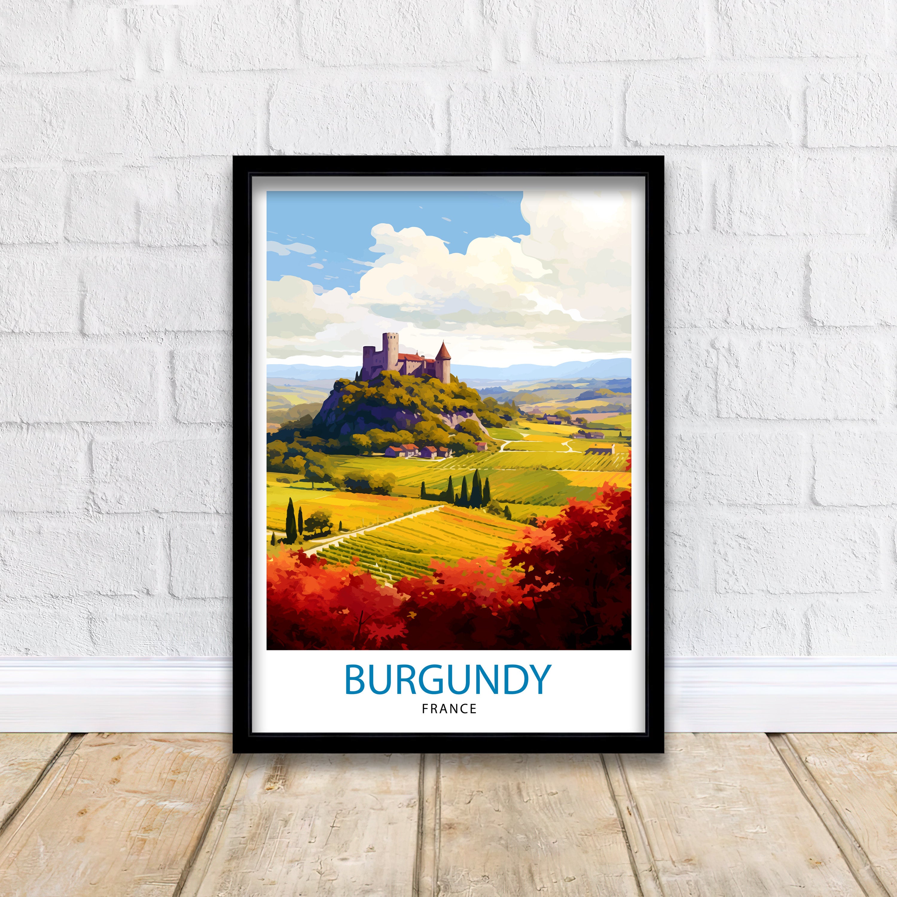 Burgundy France Travel Print Burgundy Wall Decor Burgundy Poster France Travel Prints Burgundy Art Print Burgundy Illustration Burgundy