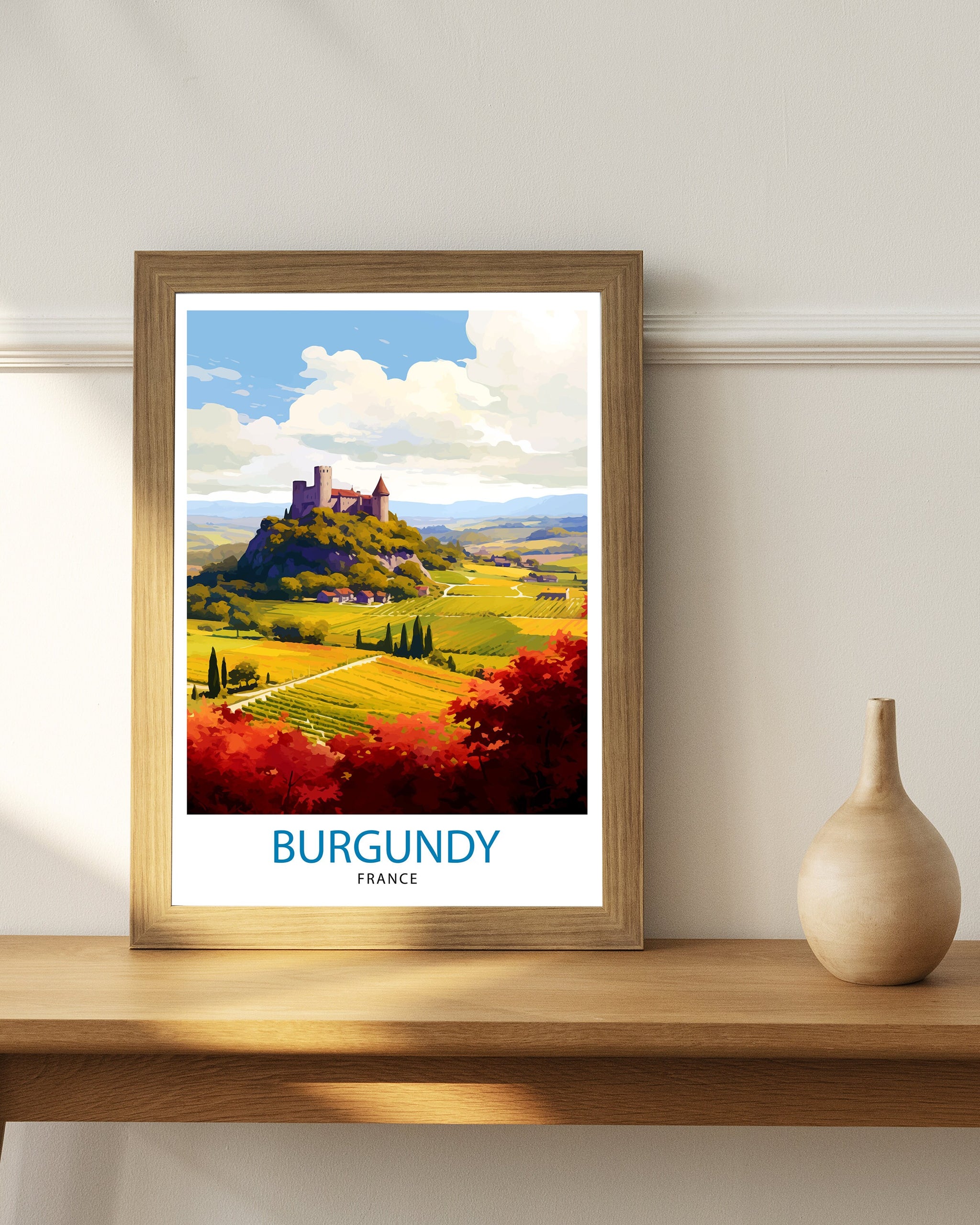 Burgundy France Travel Print Burgundy Wall Decor Burgundy Poster France Travel Prints Burgundy Art Print Burgundy Illustration Burgundy
