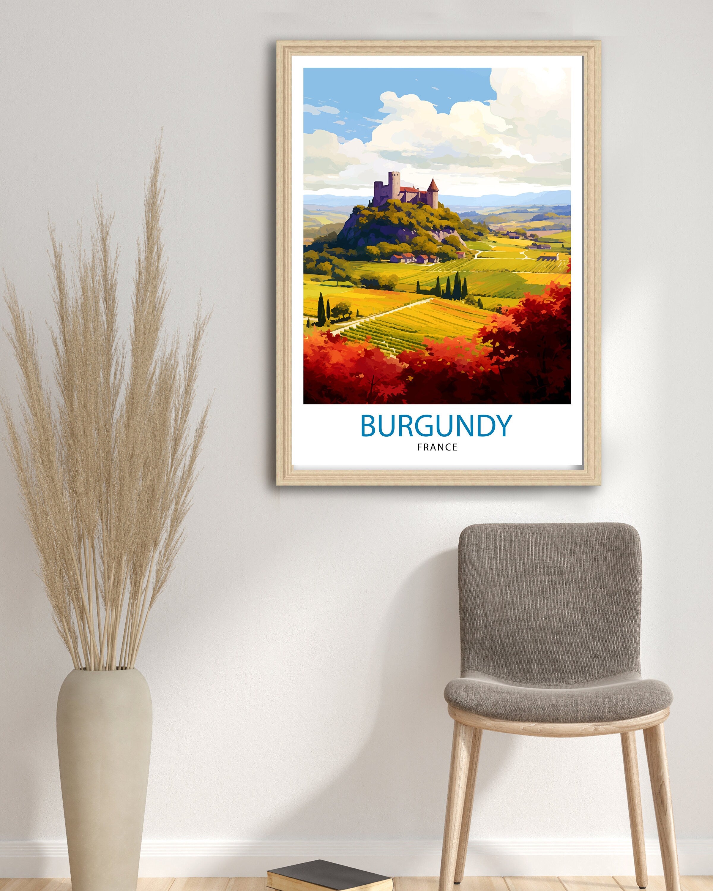 Burgundy France Travel Print Burgundy Wall Decor Burgundy Poster France Travel Prints Burgundy Art Print Burgundy Illustration Burgundy