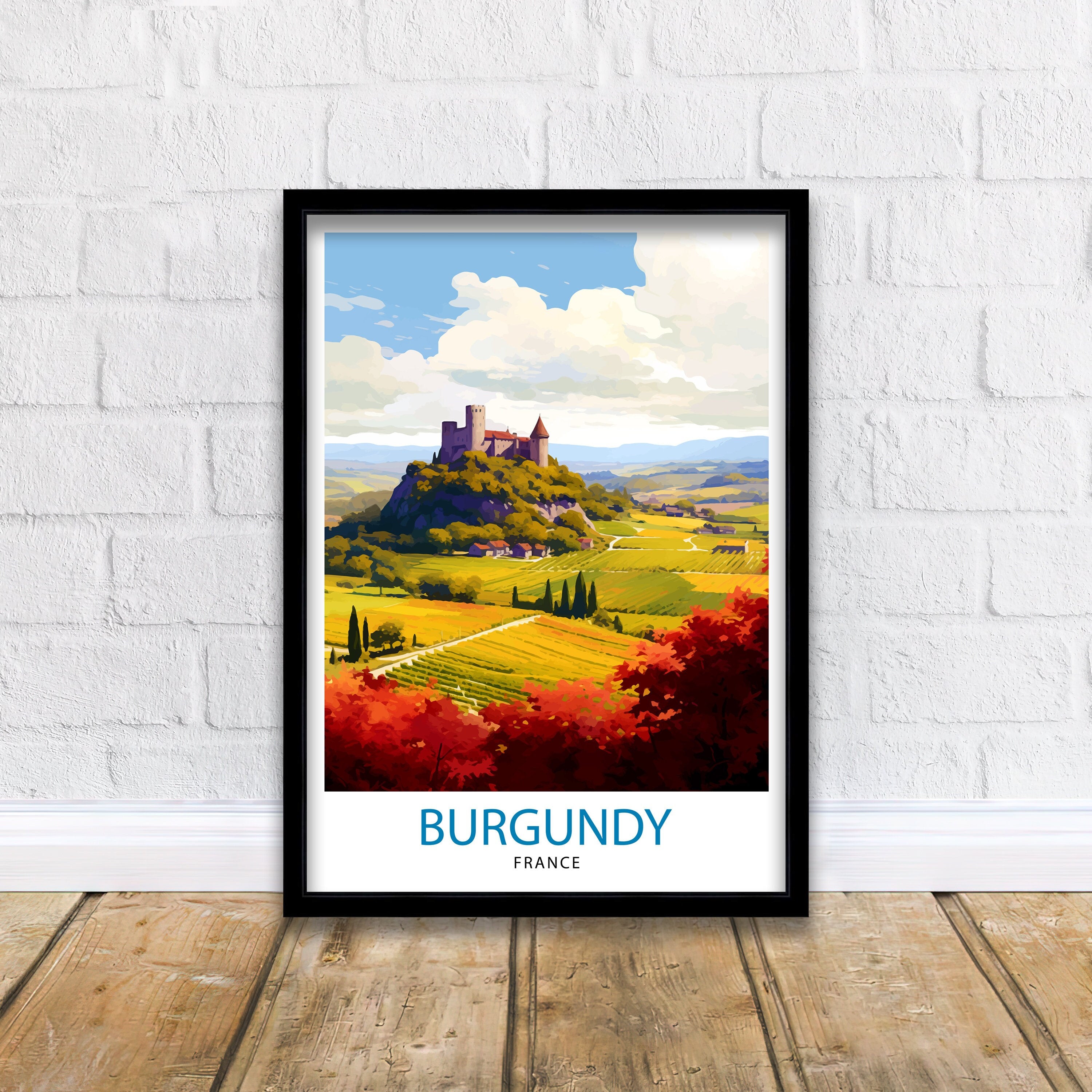 Burgundy France Travel Print Burgundy Wall Decor Burgundy Poster France Travel Prints Burgundy Art Print Burgundy Illustration Burgundy