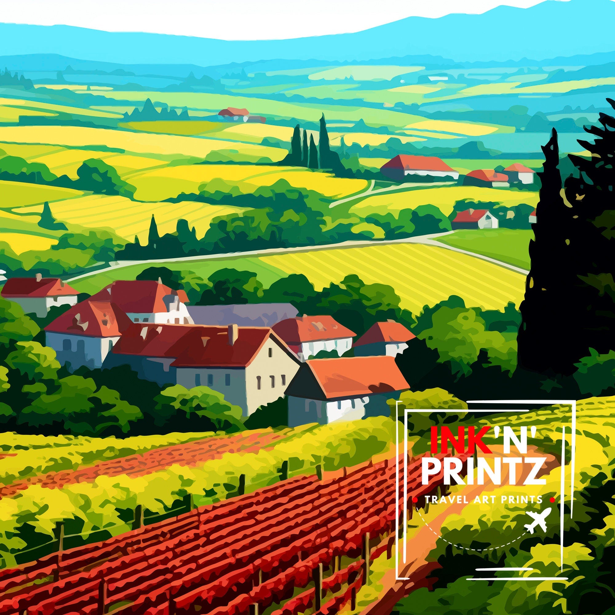 Burgundy France Travel Print Burgundy Wall Decor Burgundy Poster France Travel Prints Burgundy Art Print Burgundy Illustration Burgundy