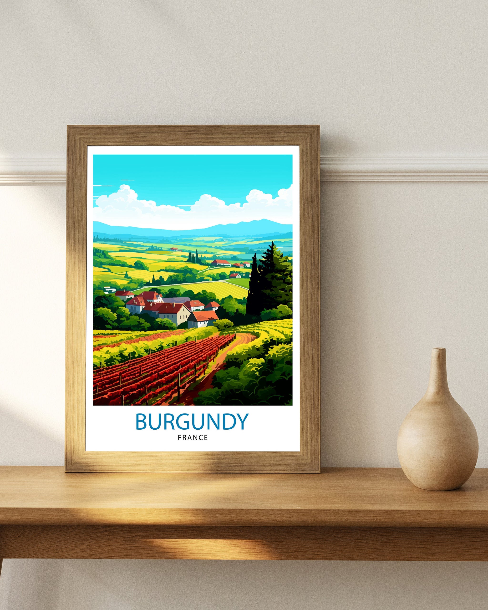 Burgundy France Travel Print Burgundy Wall Decor Burgundy Poster France Travel Prints Burgundy Art Print Burgundy Illustration Burgundy