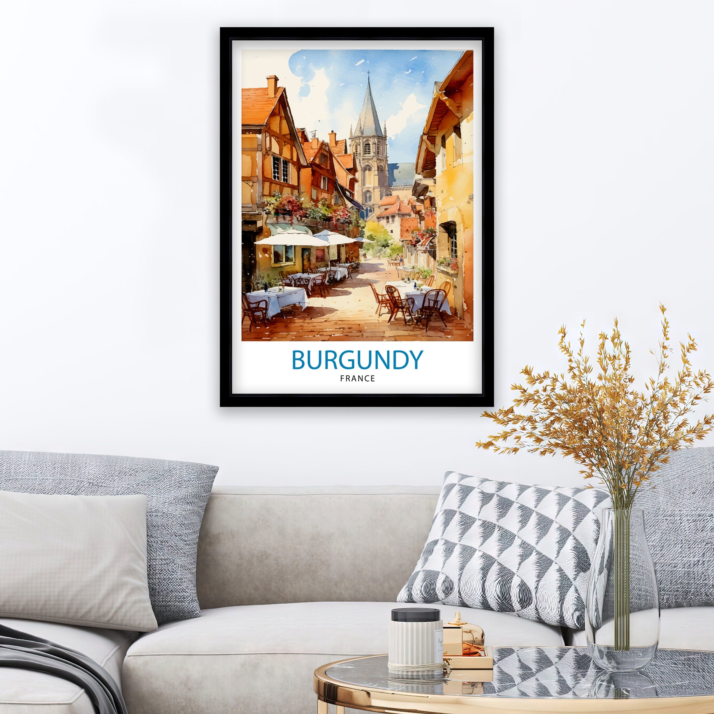 Burgundy France Travel Print Burgundy Wall Decor Burgundy Poster France Travel Prints Burgundy Art Print Burgundy Illustration Burgundy