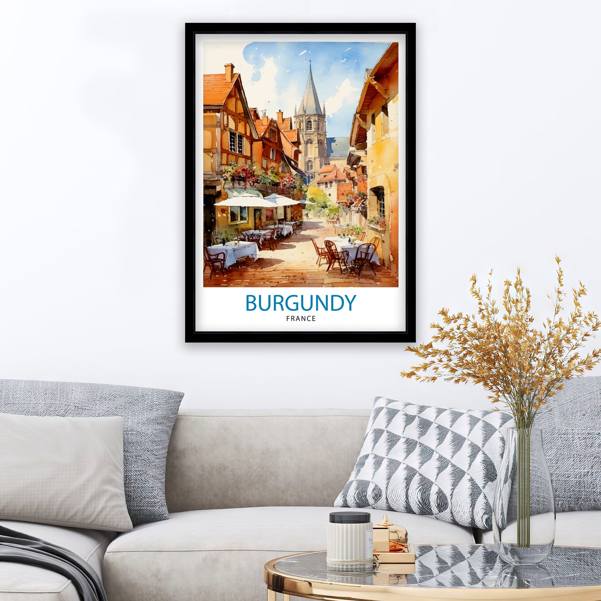 Burgundy France Travel Print Burgundy Wall Decor Burgundy Poster France Travel Prints Burgundy Art Print Burgundy Illustration Burgundy