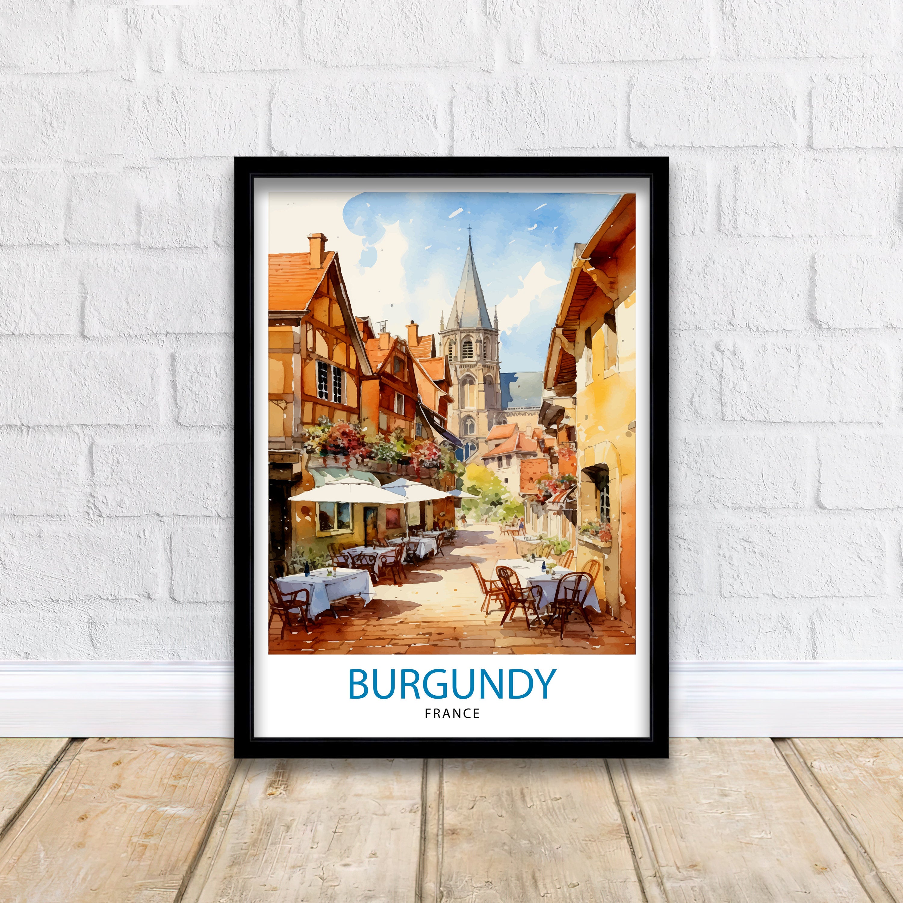 Burgundy France Travel Print Burgundy Wall Decor Burgundy Poster France Travel Prints Burgundy Art Print Burgundy Illustration Burgundy