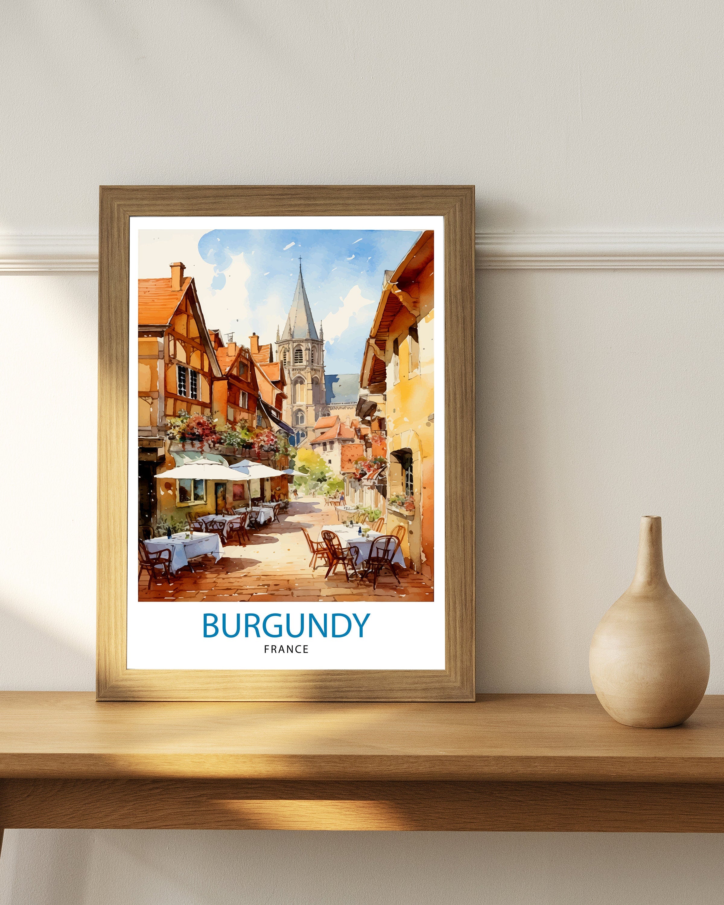 Burgundy France Travel Print Burgundy Wall Decor Burgundy Poster France Travel Prints Burgundy Art Print Burgundy Illustration Burgundy