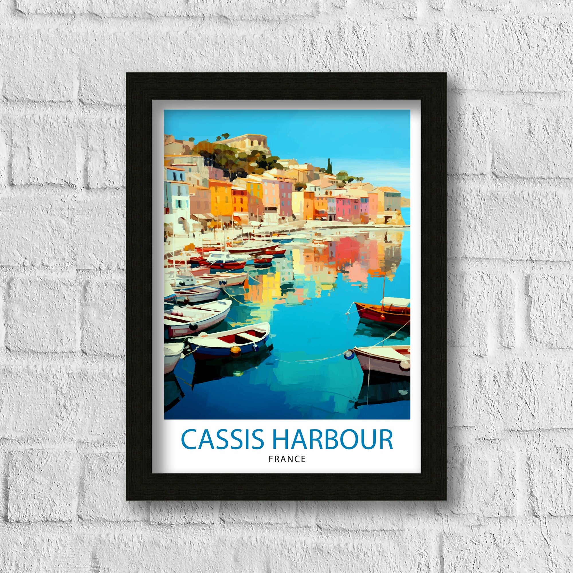 Cassis Harbour Travel Print Cassis Wall Decor Cassis Poster French Riviera Travel Prints Cassis Art Print Cassis Illustration Cassis Wall