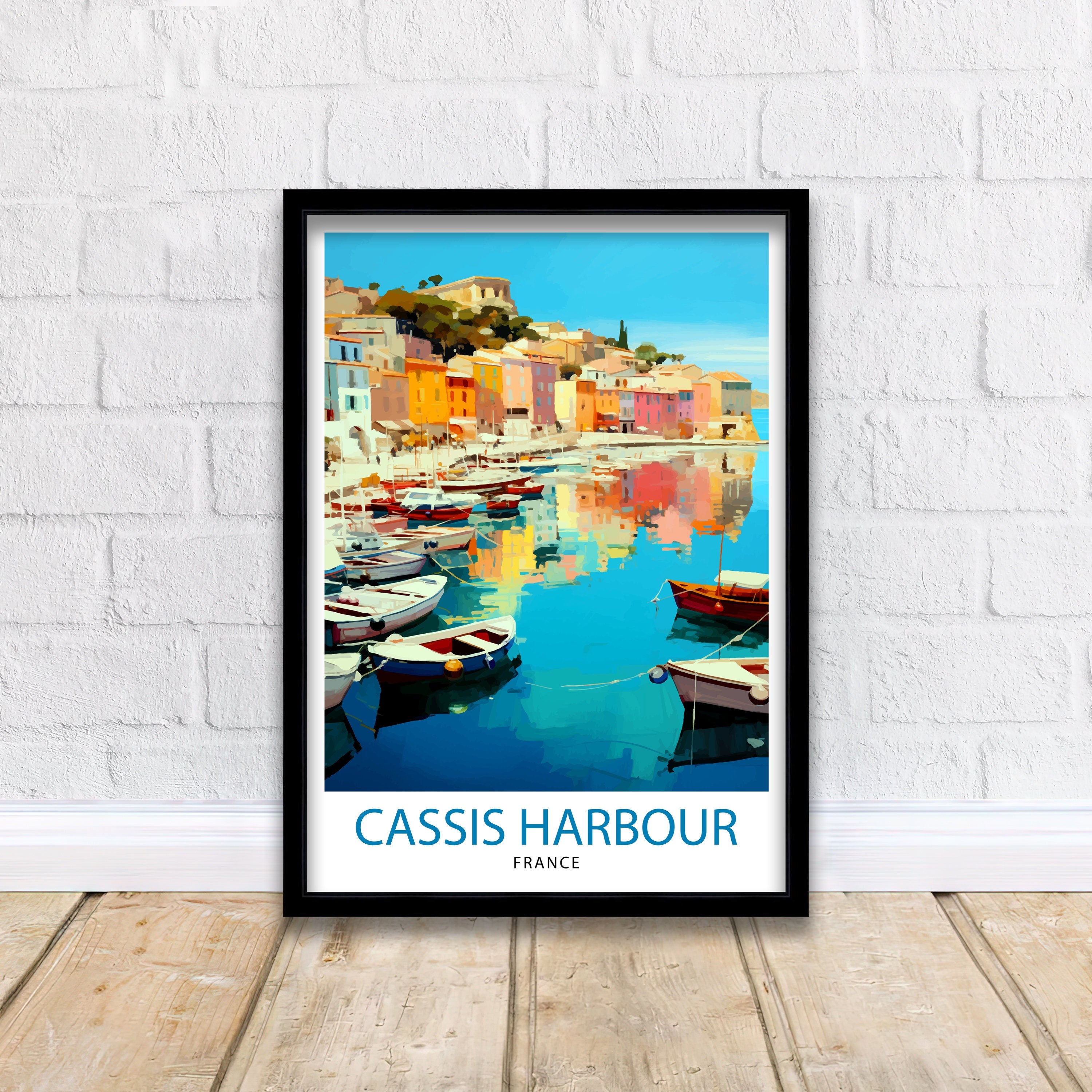 Cassis Harbour Travel Print Cassis Wall Decor Cassis Poster French Riviera Travel Prints Cassis Art Print Cassis Illustration Cassis Wall