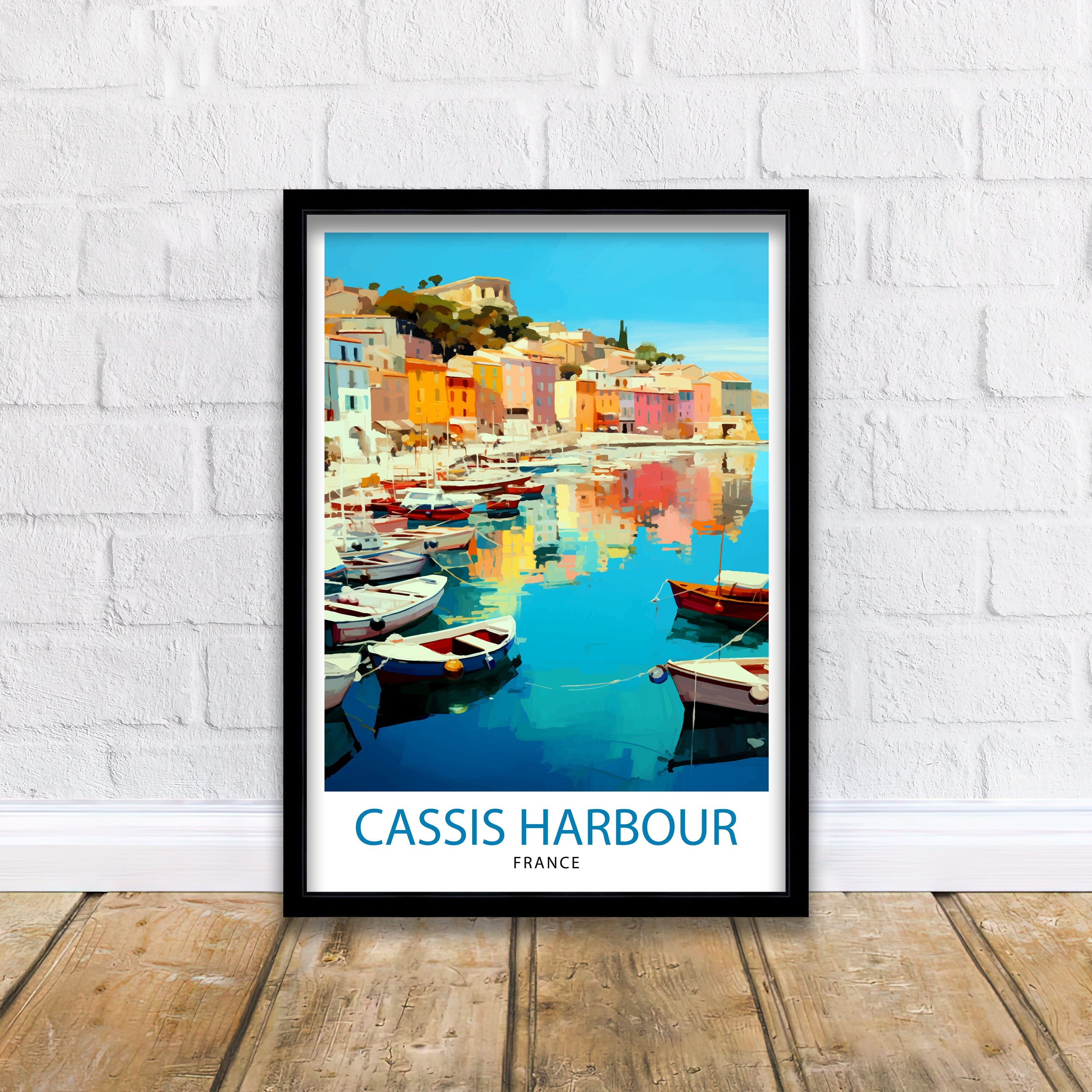 Cassis Harbour Travel Print Cassis Wall Decor Cassis Poster French Riviera Travel Prints Cassis Art Print Cassis Illustration Cassis Wall