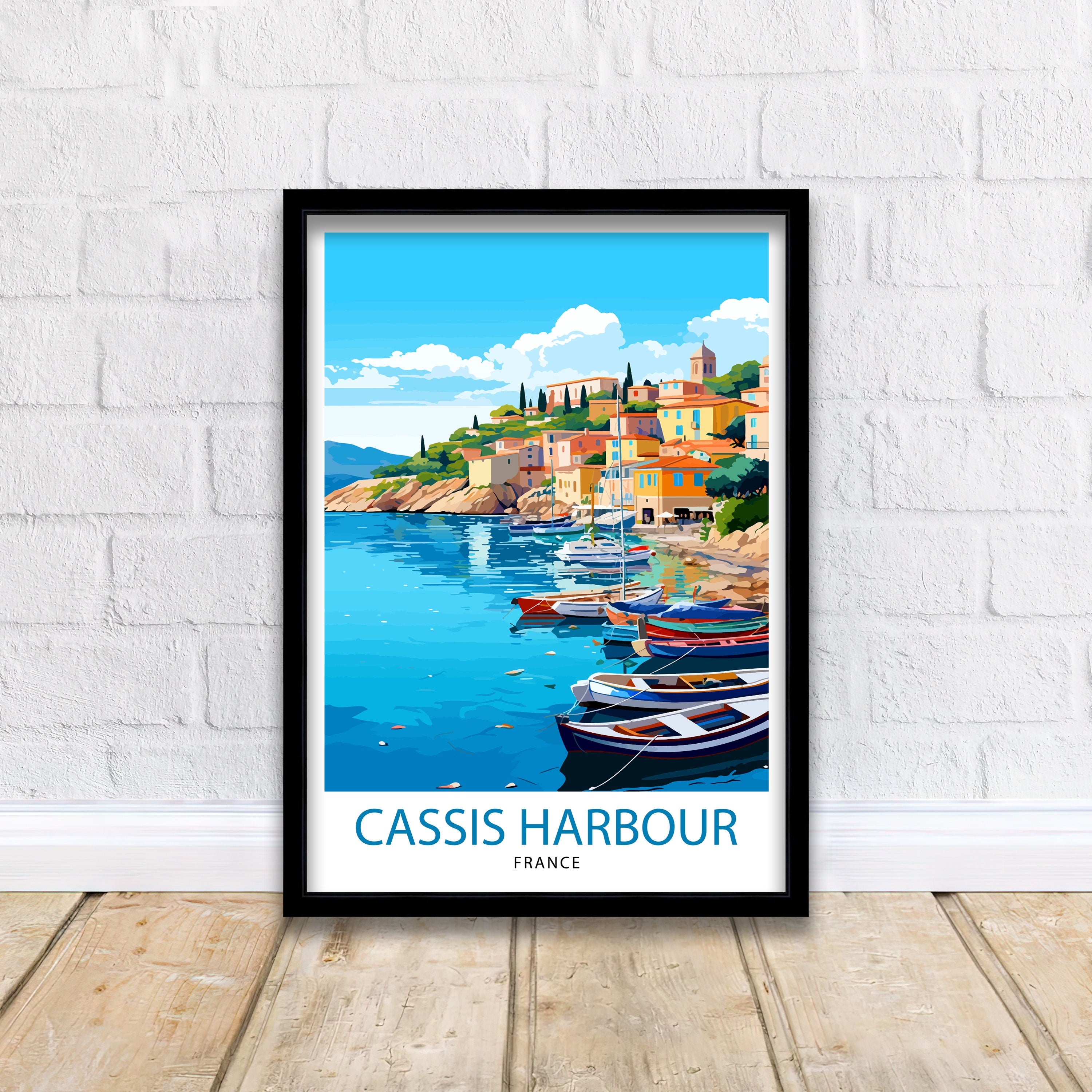 Cassis Harbour Travel Print Cassis Wall Decor Cassis Poster French Riviera Travel Prints Cassis Art Print Cassis Illustration Cassis Wall