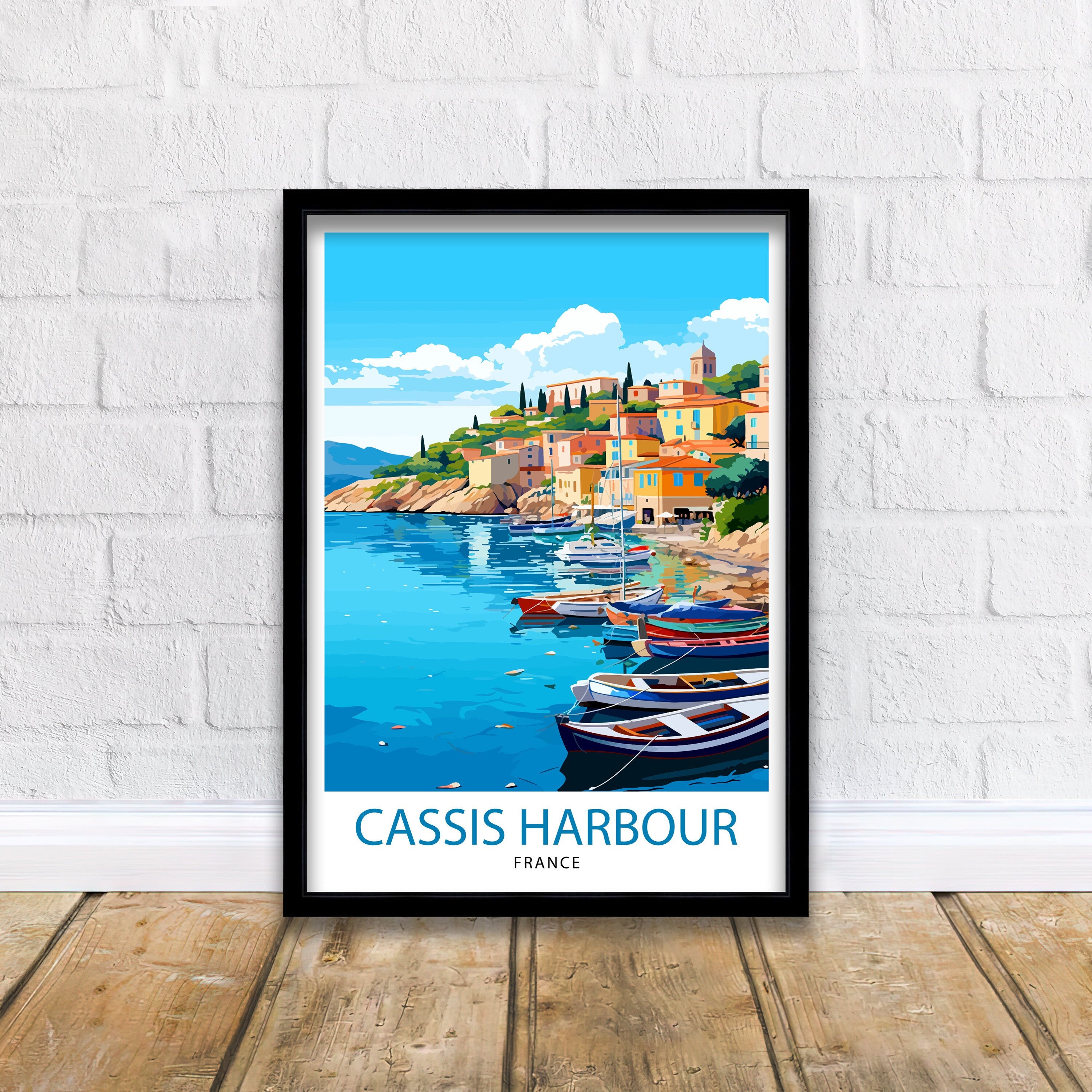 Cassis Harbour Travel Print Cassis Wall Decor Cassis Poster French Riviera Travel Prints Cassis Art Print Cassis Illustration Cassis Wall
