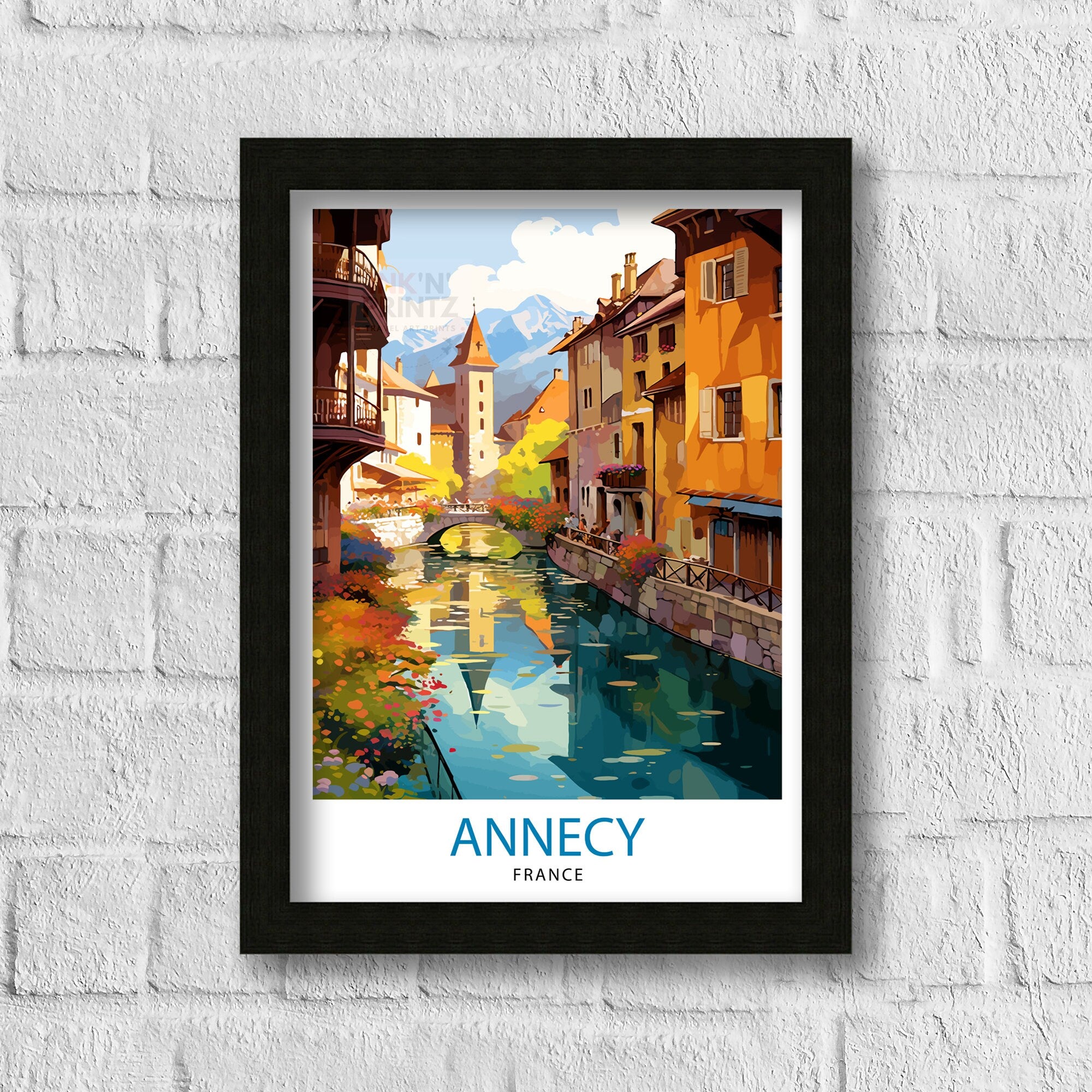 Annecy France Travel Print Annecy Wall Decor Annecy Poster French Travel Prints Annecy Art Print Annecy Illustration Annecy Wall Art