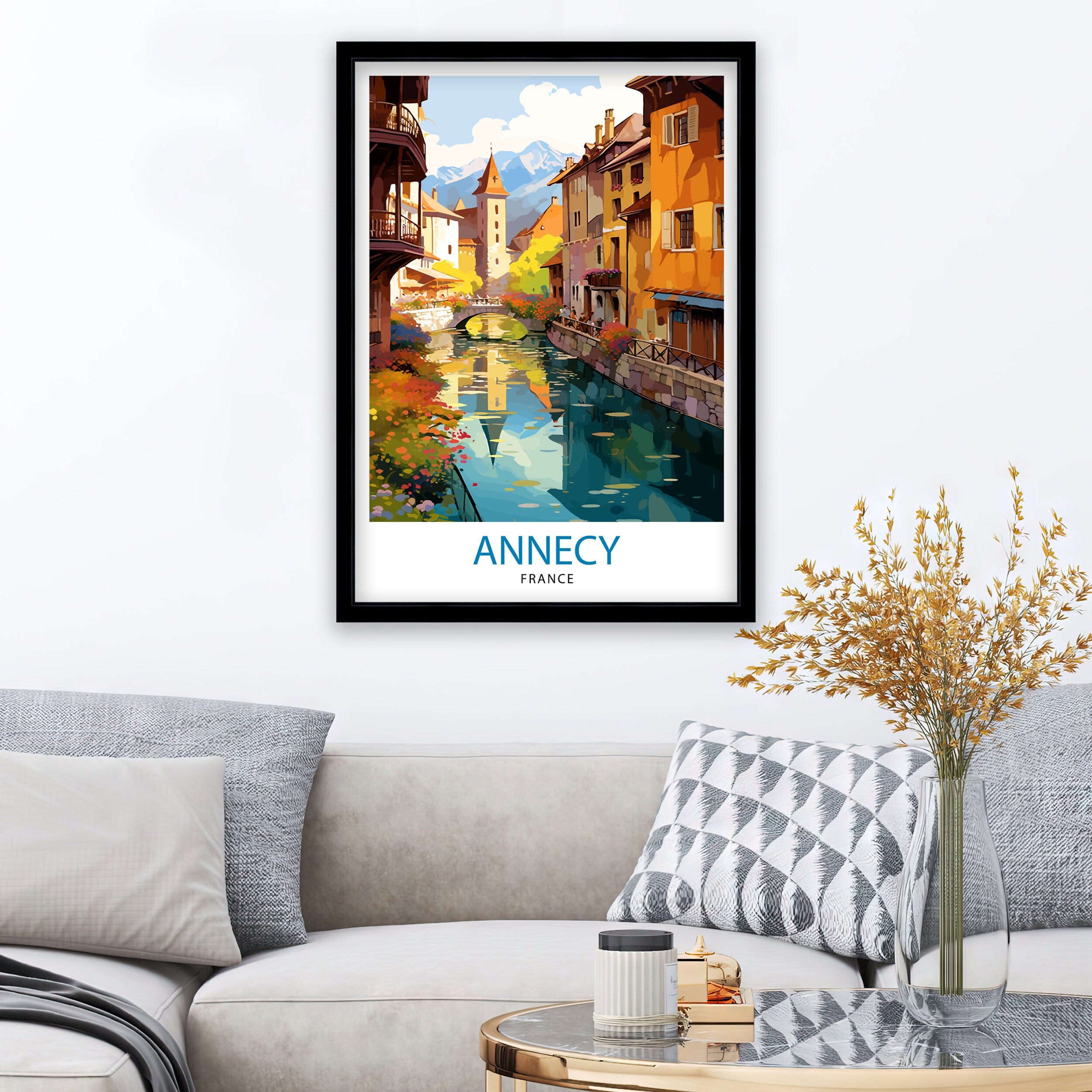 Annecy France Travel Print Annecy Wall Decor Annecy Poster French Travel Prints Annecy Art Print Annecy Illustration Annecy Wall Art