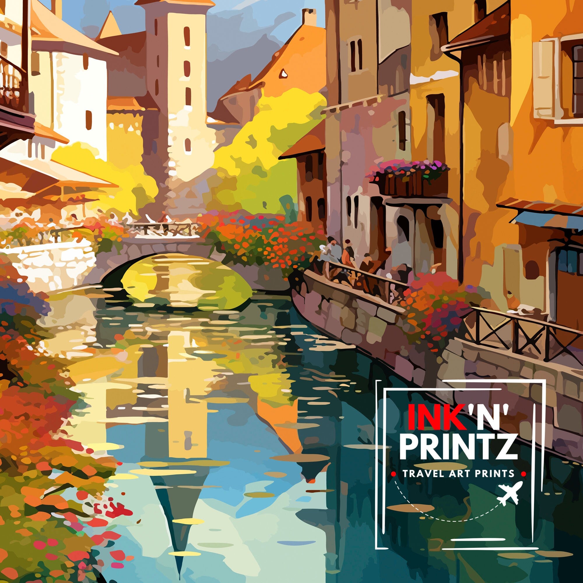 Annecy France Travel Print Annecy Wall Decor Annecy Poster French Travel Prints Annecy Art Print Annecy Illustration Annecy Wall Art